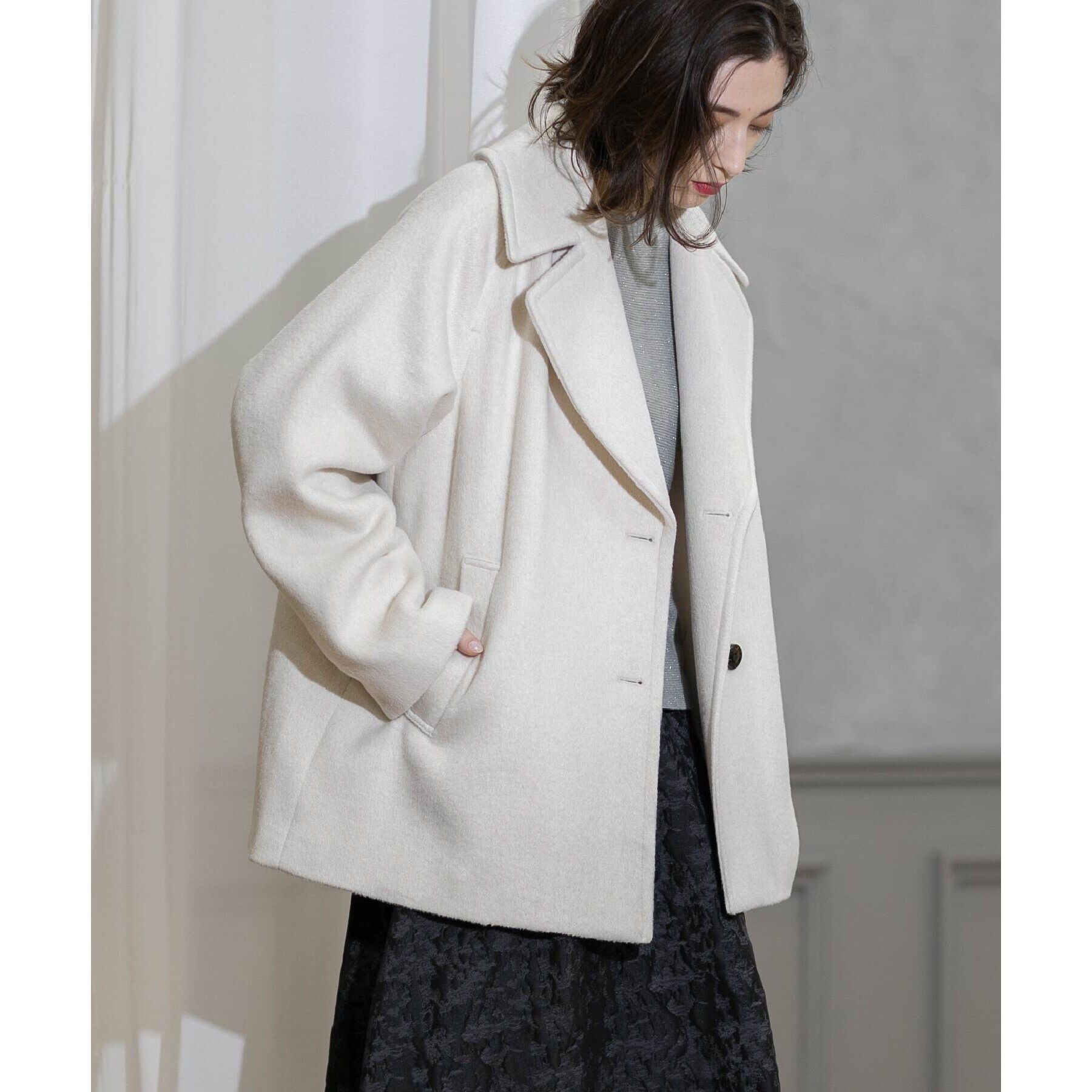 OPAQUE.CLIP「《S-LLsize》ウールカシミヤブレンド ミドルピーコート」|ピーコート|