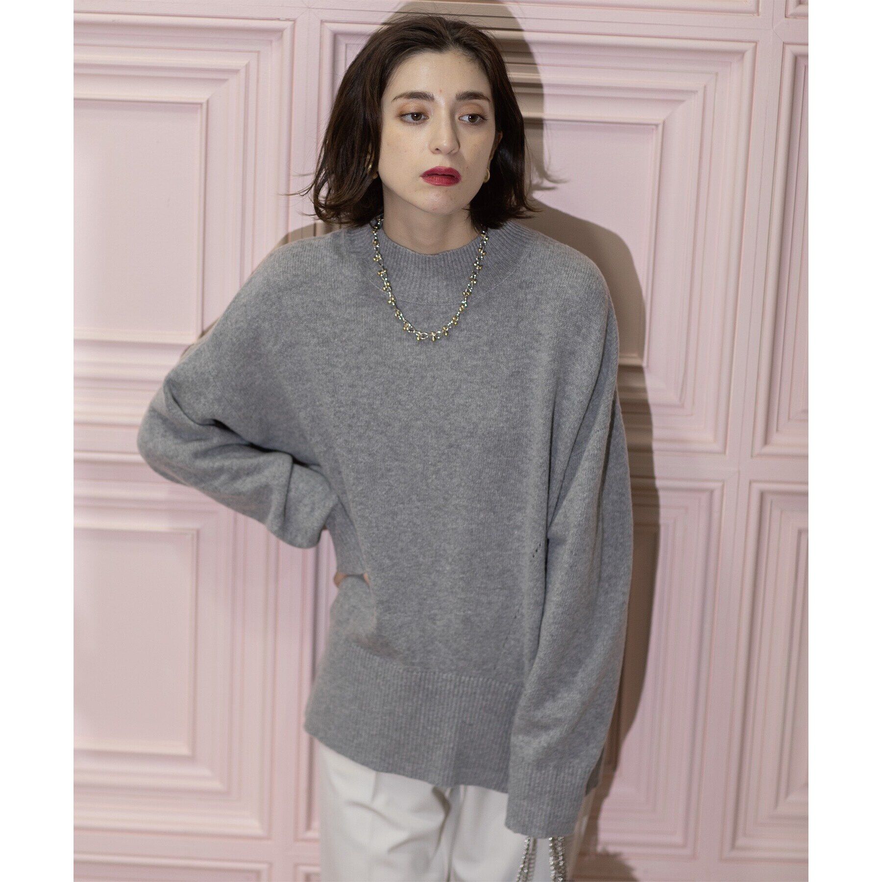 OPAQUE.CLIP「ミドルゲージハイネックニット／FILIVIVI・フィルビビ【洗える】」|ニット・セーター|