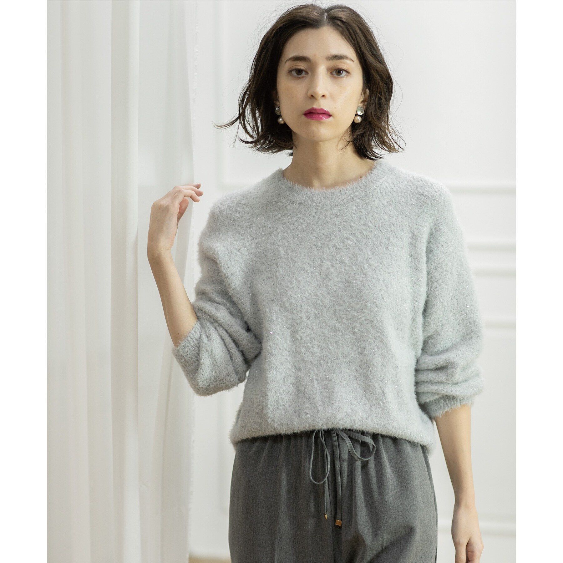 OPAQUE.CLIP「≪エマール検証済≫スパンコールフェザーニット【洗濯機洗い可/抗ピル】」|ニット・セーター|