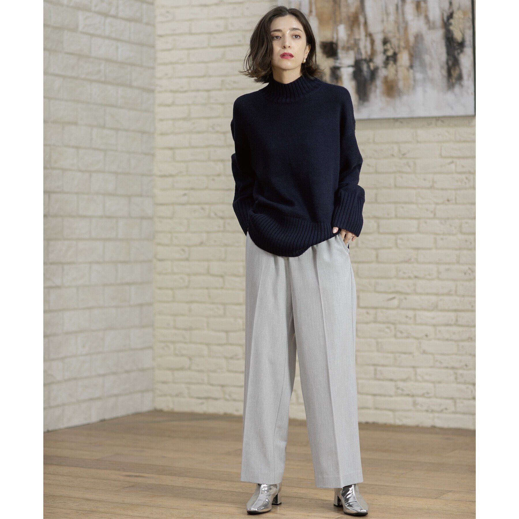 OPAQUE.CLIP「《SS-LLsize》着丈が選べる！裏起毛ストレッチイージーワイドパンツ【蓄熱素材/洗濯機洗い可】」|その他|