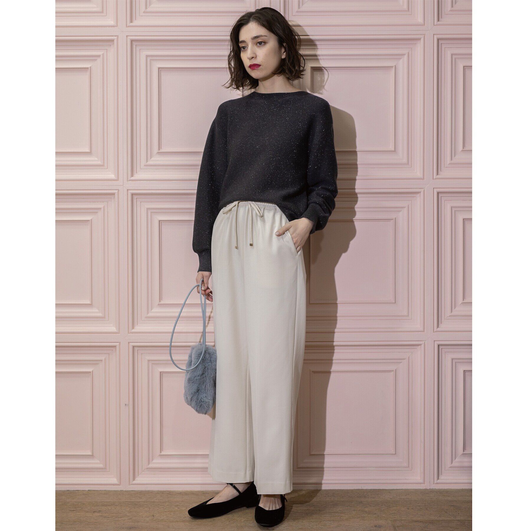 OPAQUE.CLIP「《SS-LLsize》着丈が選べる！裏起毛ストレッチイージーワイドパンツ【蓄熱素材/洗濯機洗い可】」|その他|