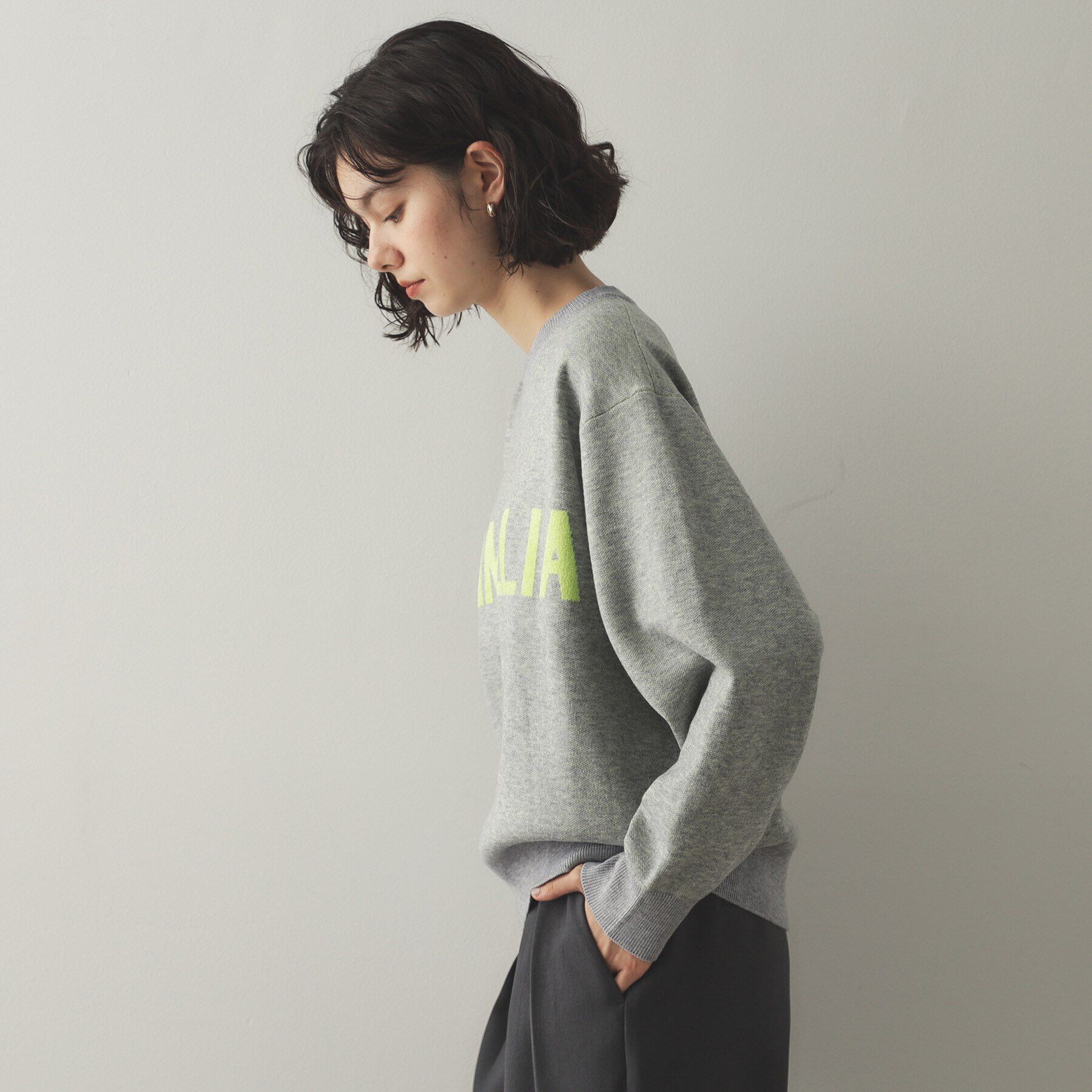 OPAQUE.CLIP「モールロゴジャカードニット【洗える】」|ニット・セーター|