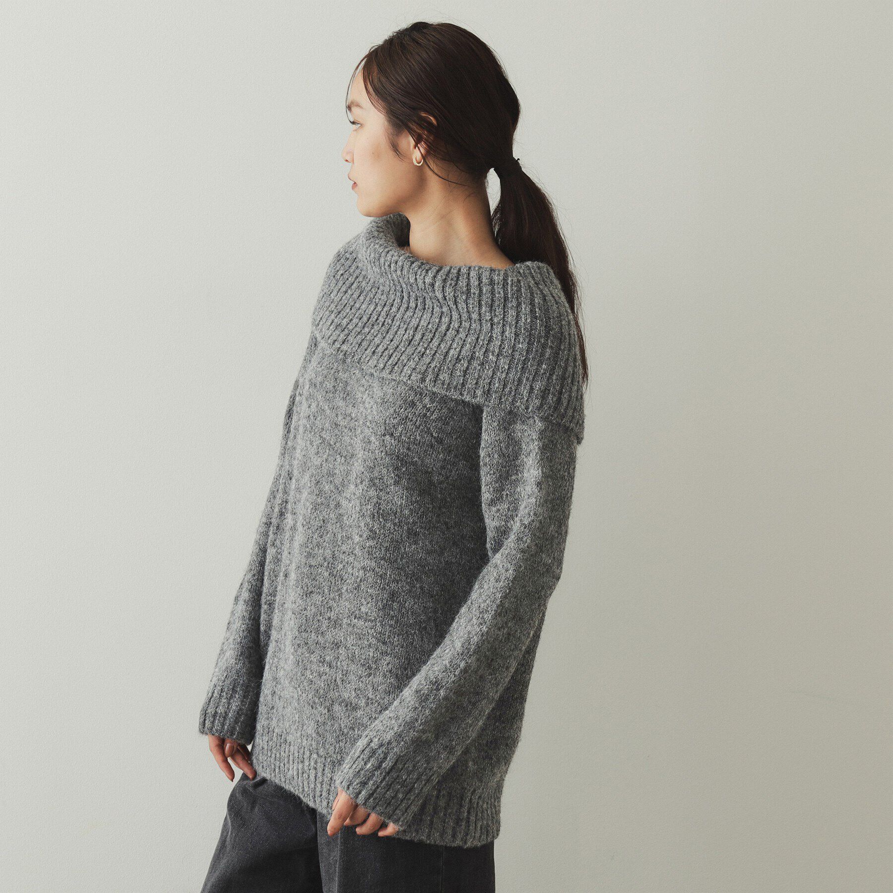 OPAQUE.CLIP「MIXオフショルダーニット【洗濯機洗い可】」|ニット・セーター|