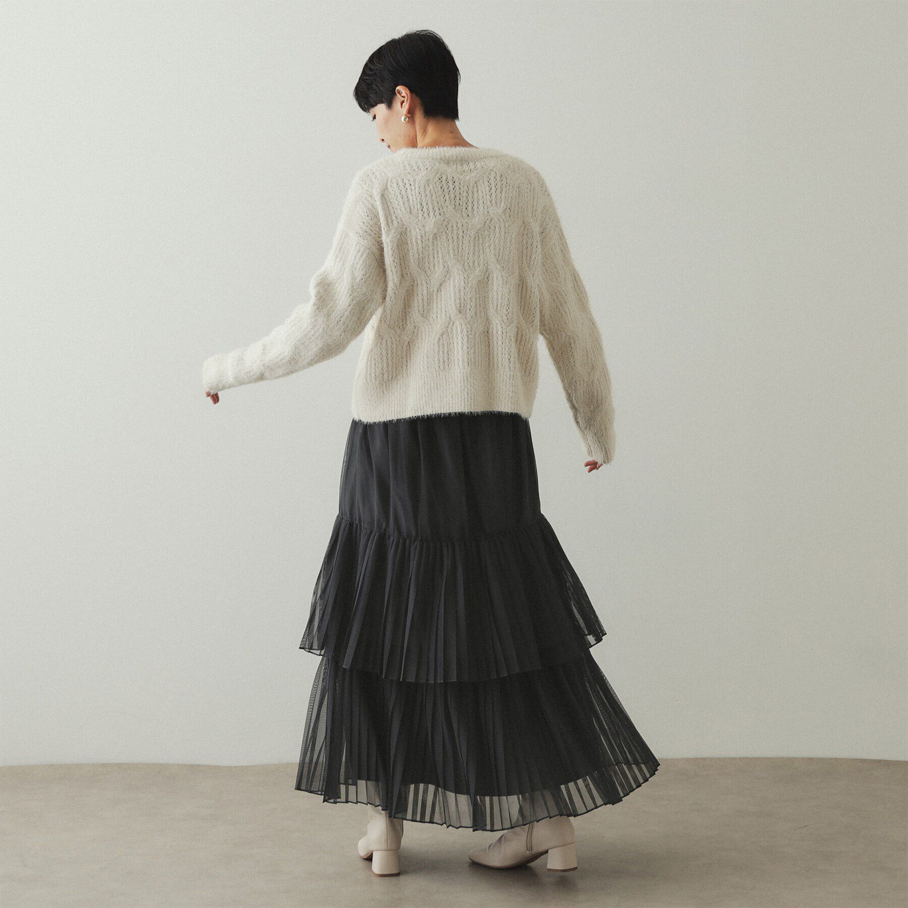 OPAQUE.CLIP「チュールプリーツティアードスカート【洗濯機洗い可】」|スカート|