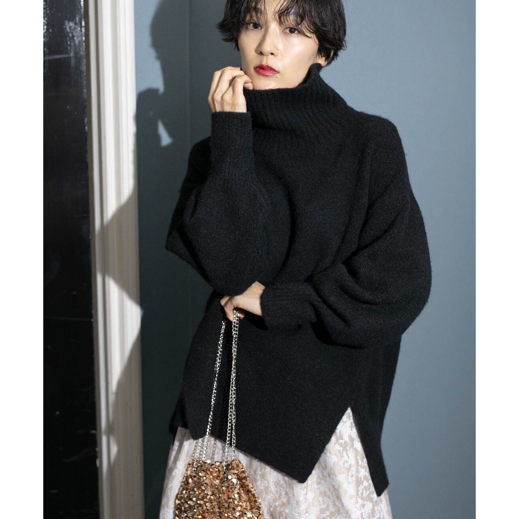 OPAQUE.CLIP「ミドルゲージハイネックニット【洗濯機洗い可】」|ニット・セーター|