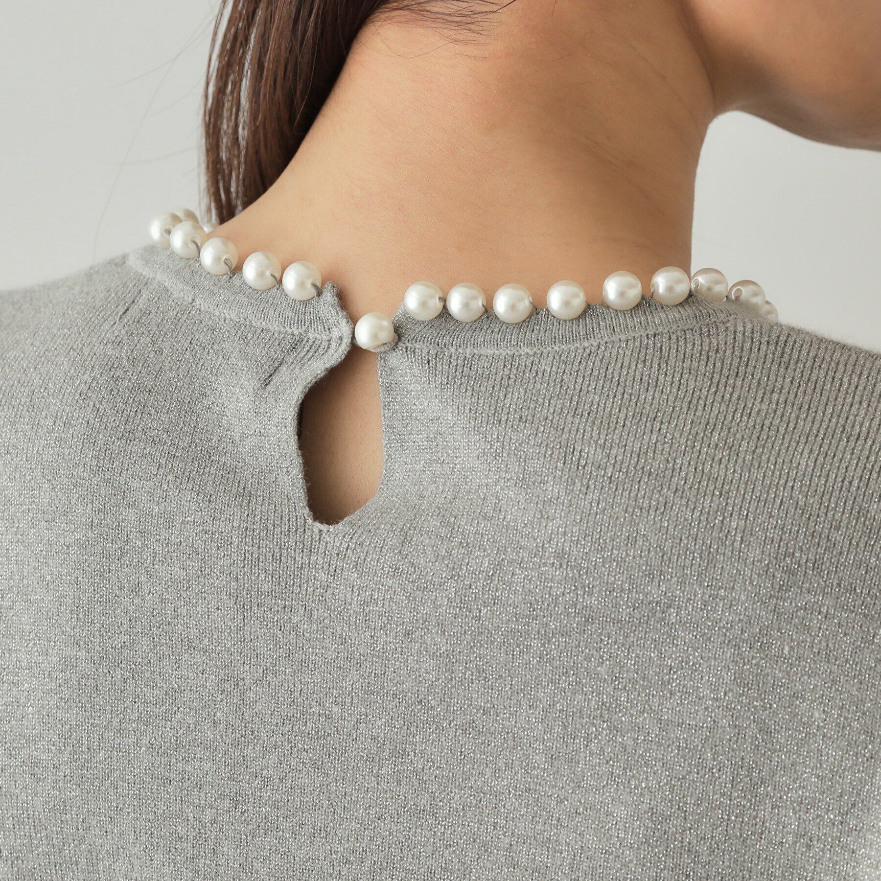 OPAQUE.CLIP「《美人百花掲載》パール調付きラメニット【洗濯機洗い可】」|ニット・セーター|