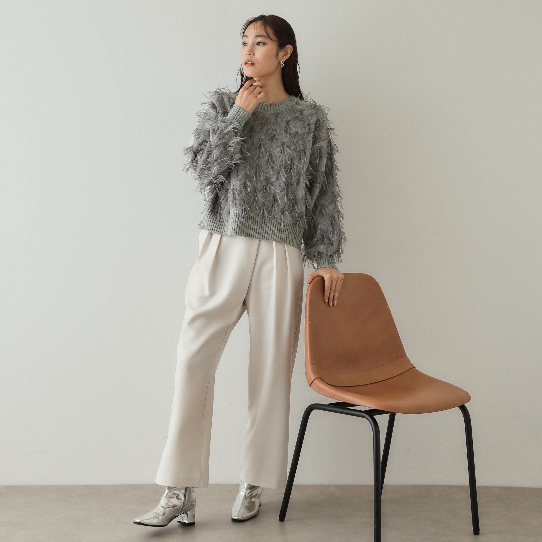 OPAQUE.CLIP「チュールテープヤーンニット【洗濯機洗い可】」|ニット・セーター|