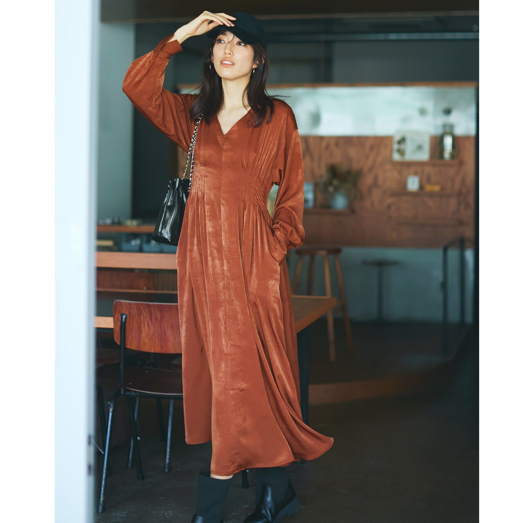 OPAQUE.CLIP「【大草直子さんコラボ】ウエストタックワンピース」|ワンピース|テラコッタ(069)