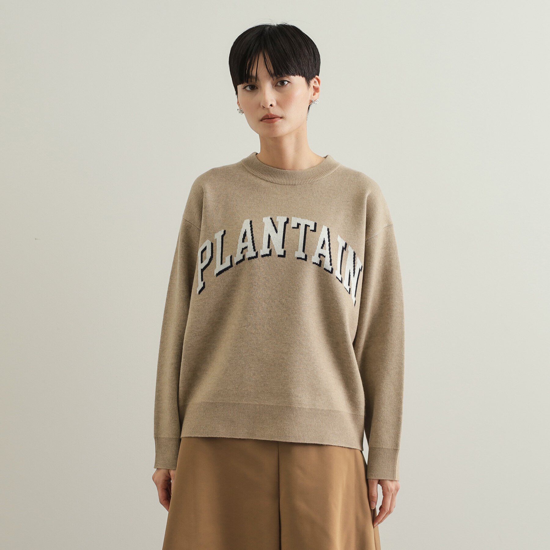 OPAQUE.CLIP「カレッジ風ロゴジャカードニット【洗濯機洗い可】」|ニット・セーター|