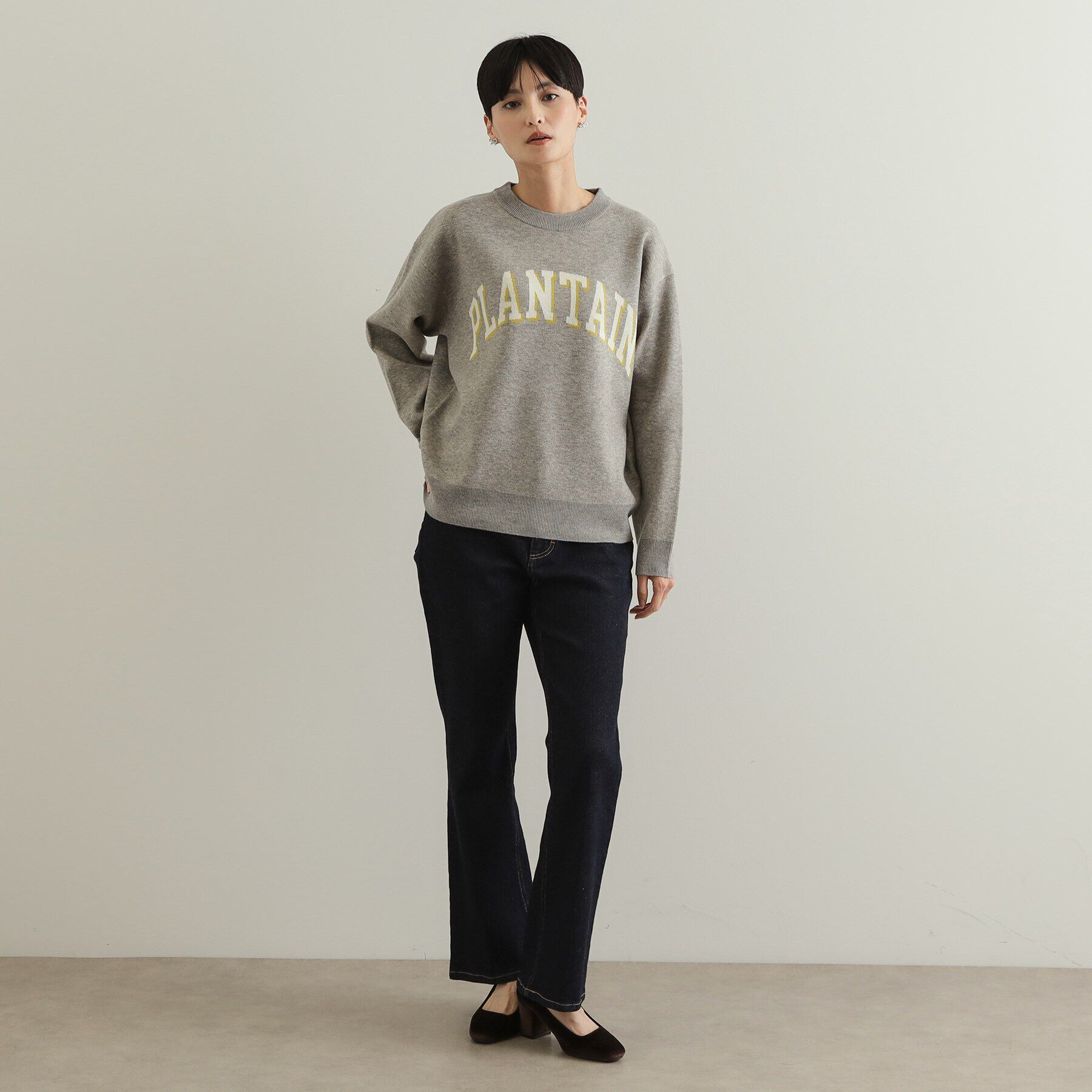 OPAQUE.CLIP「カレッジ風ロゴジャカードニット【洗濯機洗い可】」|ニット・セーター|