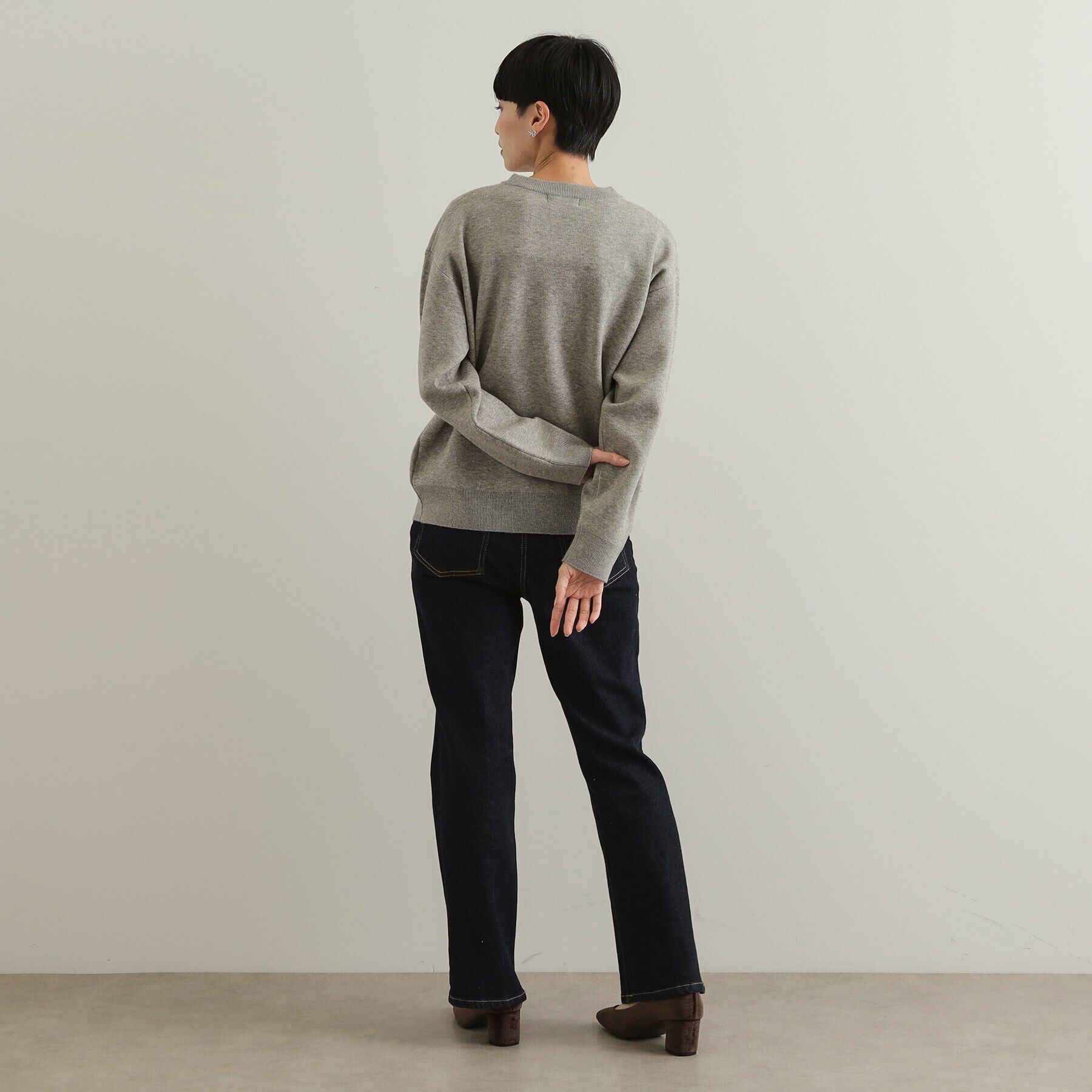 OPAQUE.CLIP「カレッジ風ロゴジャカードニット【洗濯機洗い可】」|ニット・セーター|