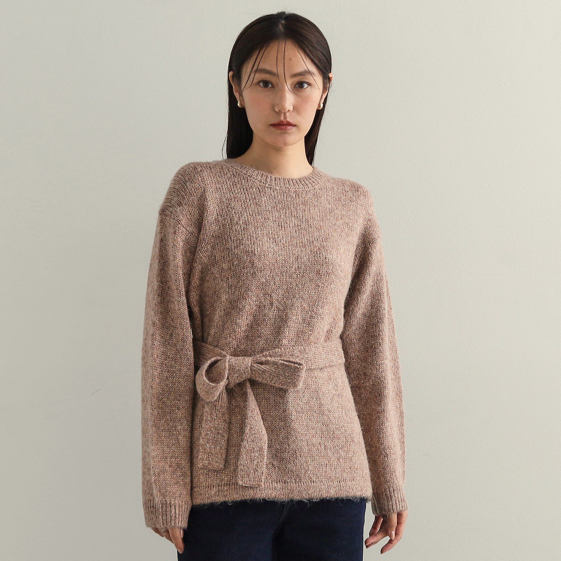 OPAQUE.CLIP「ウエストベルト付きヘアリーラメニット【洗濯機洗い可】」|ニット・セーター|