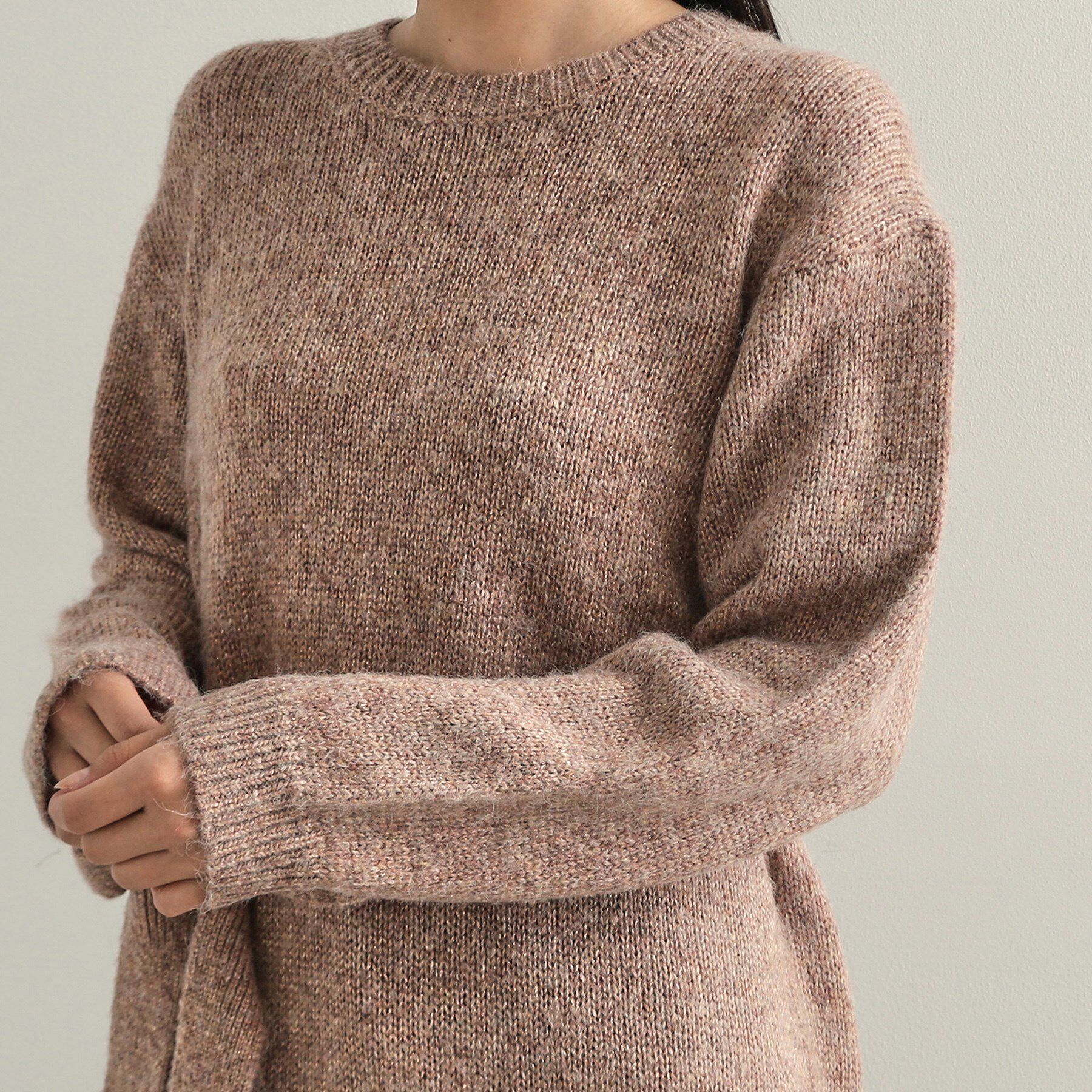 OPAQUE.CLIP「ウエストベルト付きヘアリーラメニット【洗濯機洗い可】」|ニット・セーター|