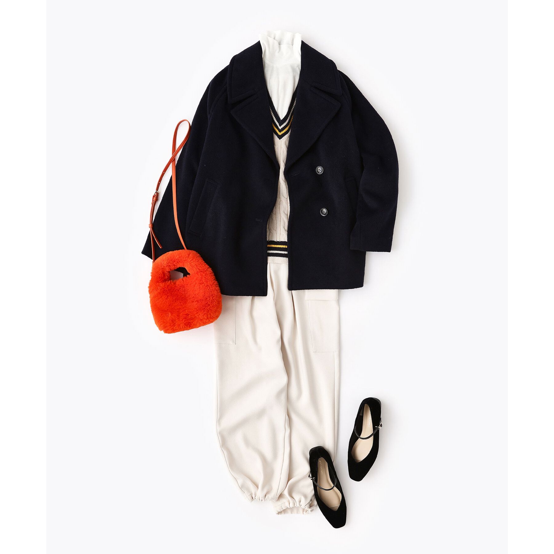 OPAQUE.CLIP「配色ラインチルデンVネックニット【洗濯機洗い可】」|ニット・セーター|