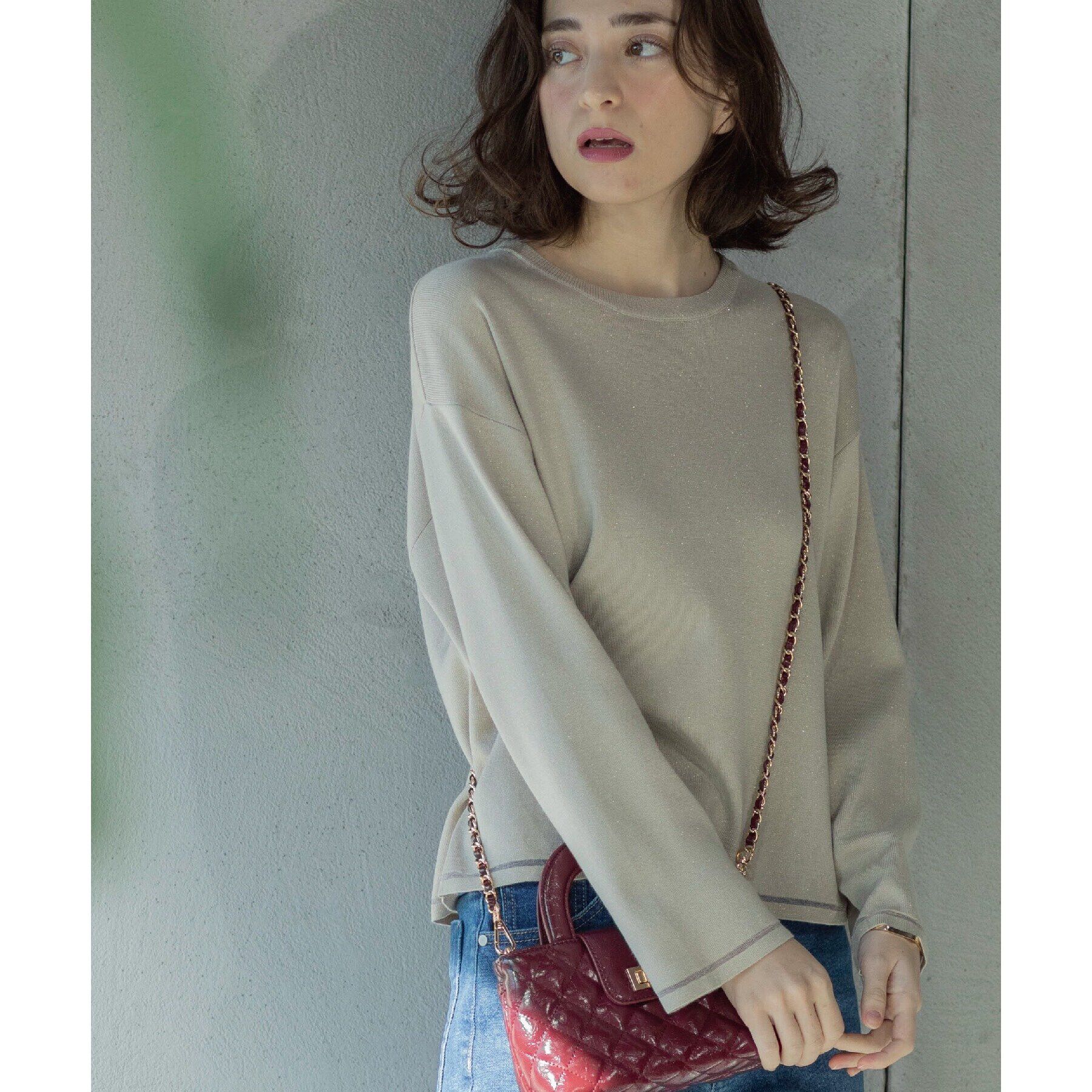 OPAQUE.CLIP「ラメシアーラインニット【洗濯機洗い可】」|ニット・セーター|