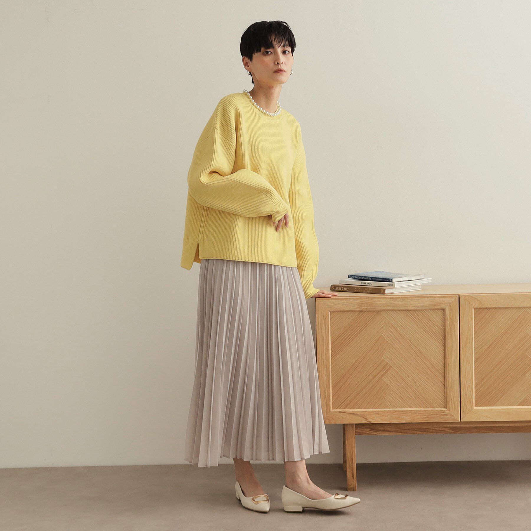 OPAQUE.CLIP「パール調ボタン付ニット【洗濯機洗い可/抗ピル】」|ニット・セーター|