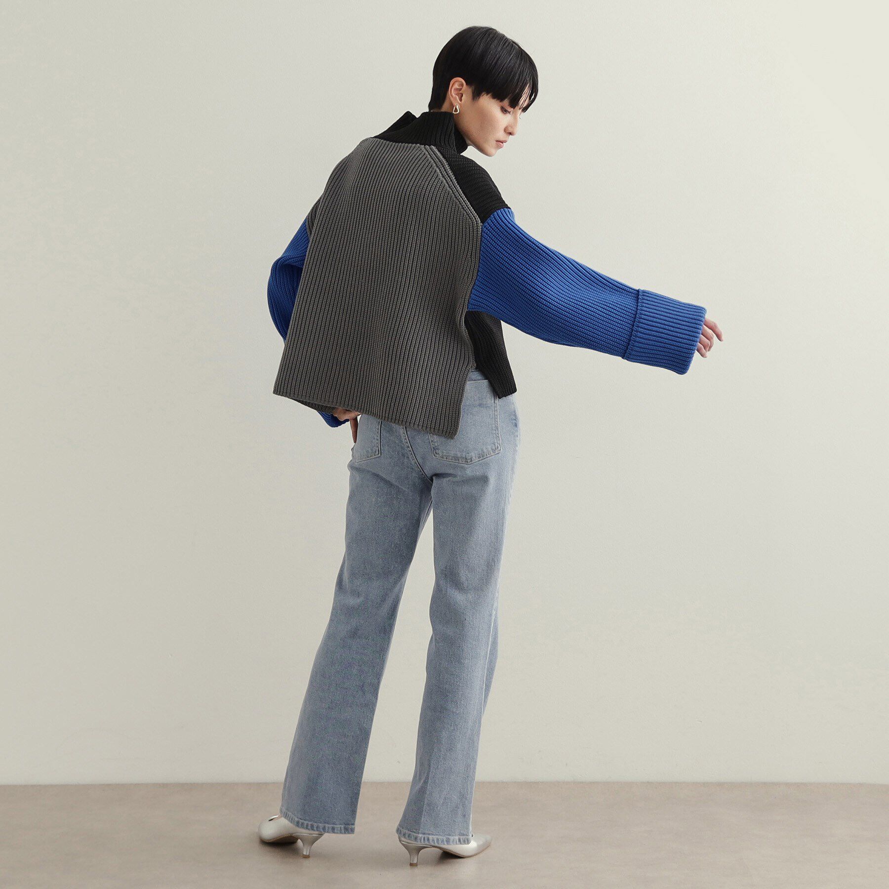OPAQUE.CLIP「カラーブロッキングハイネックワイドニット【洗濯機洗い可】」|ニット・セーター|