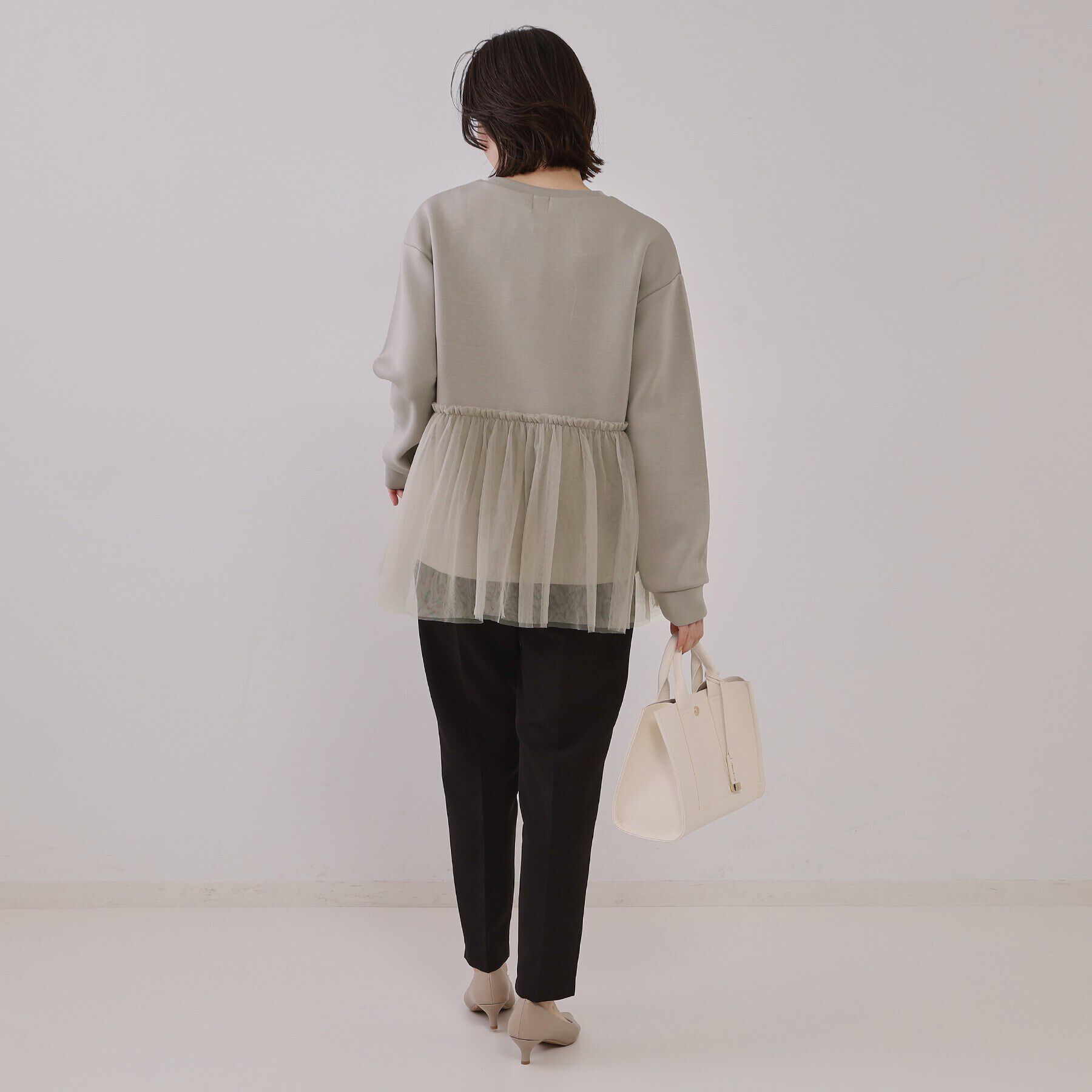 OPAQUE.CLIP「チュールドッキングペプラムトップス【洗濯機洗い可】」|Tシャツ・カットソー|