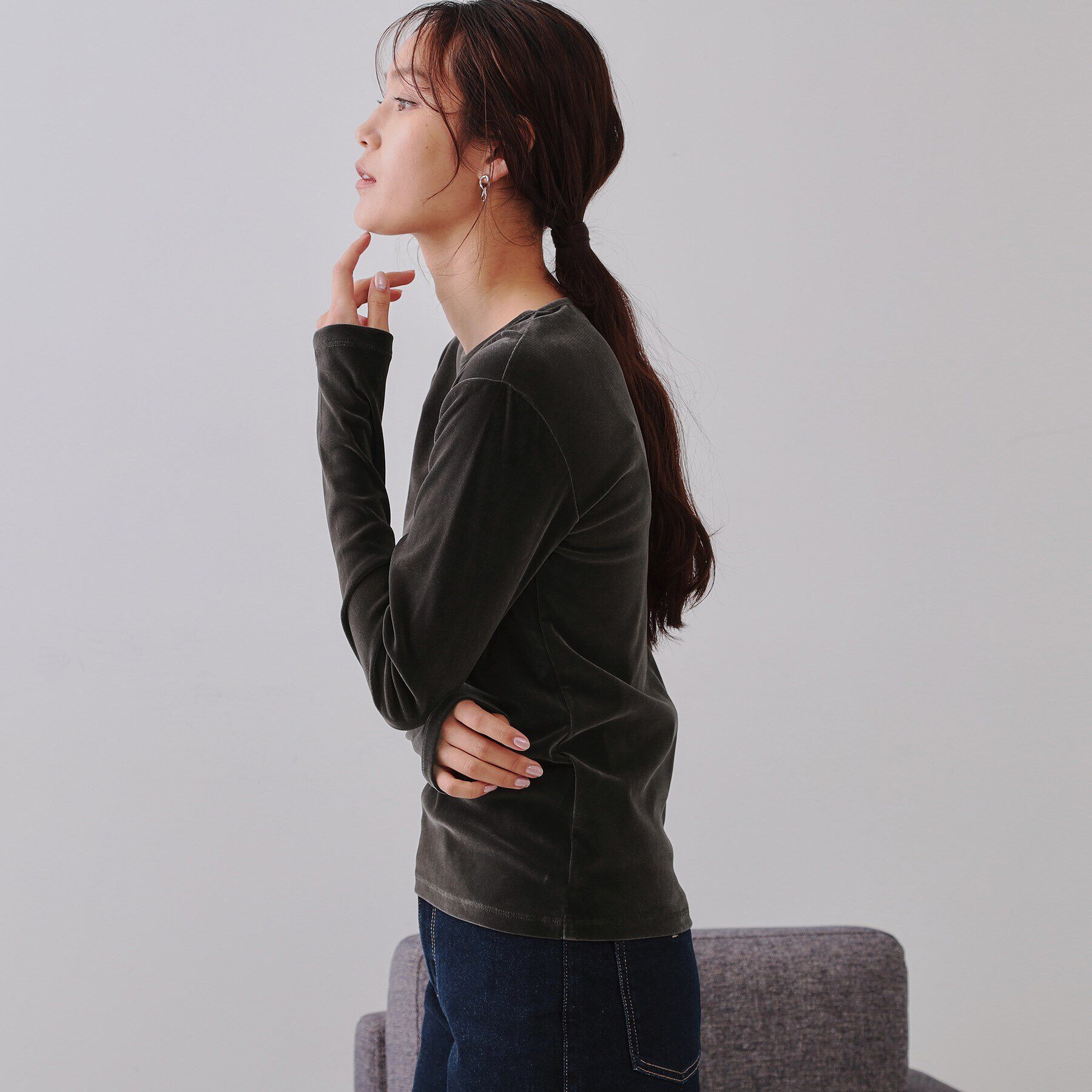 OPAQUE.CLIP「シアーベロアトップス【洗濯機洗い可】」|Tシャツ・カットソー|