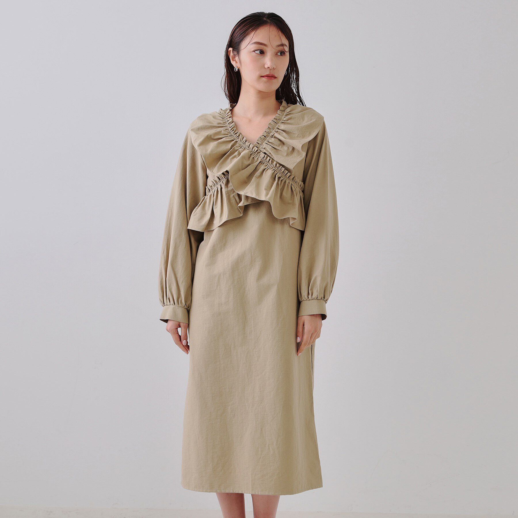 OPAQUE.CLIP「フリルデザインワンピース【洗濯機洗い可】」|ワンピース|