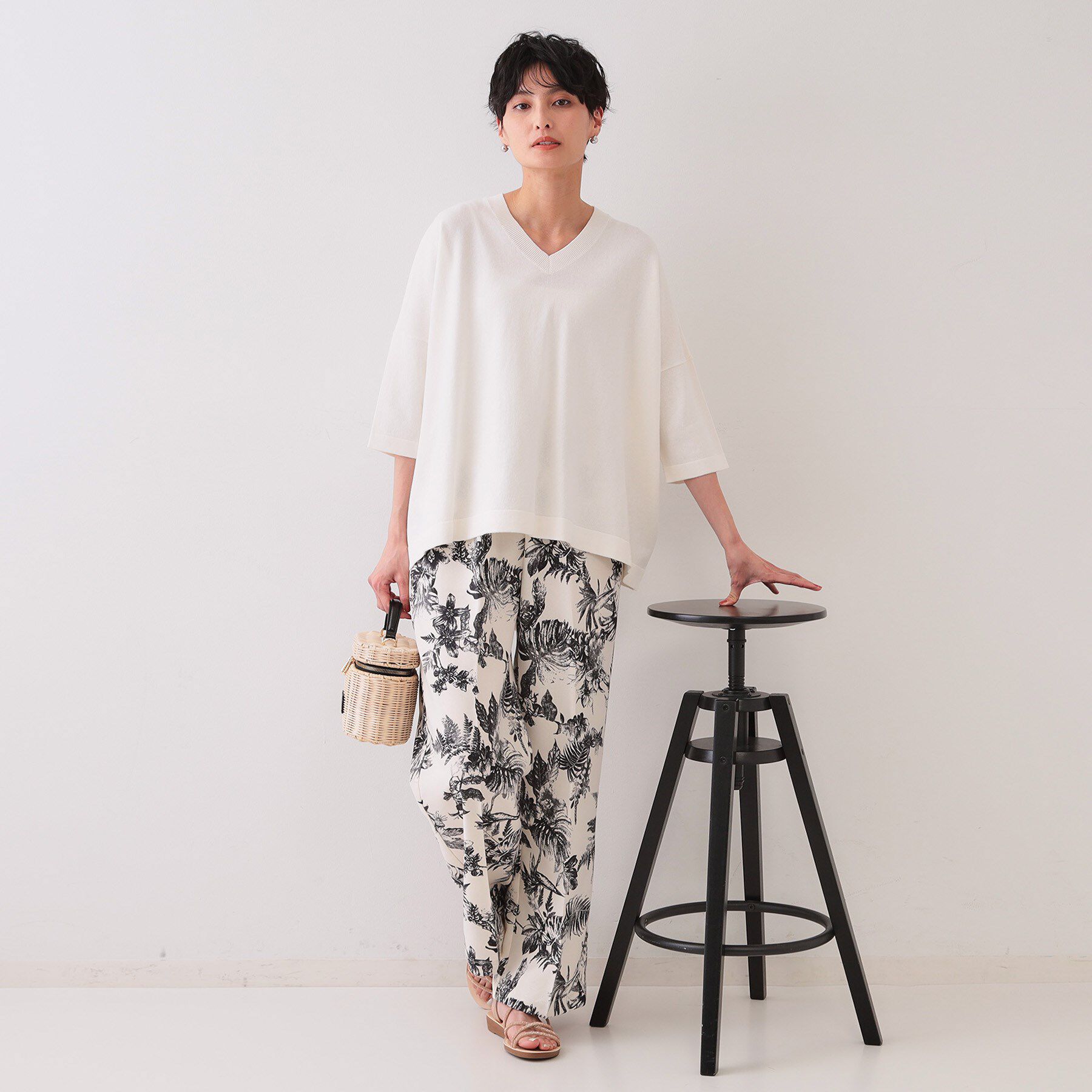 OPAQUE.CLIP「リラクシーワイドVネックニット【洗濯機洗い可】」|ニット・セーター|