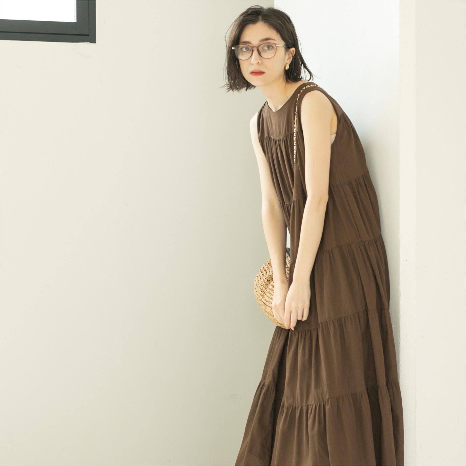 OPAQUE.CLIP「《Can Cam掲載》ティアードマキシドレス/オーガニックコットン混【洗濯機洗い可】」|ワンピース|