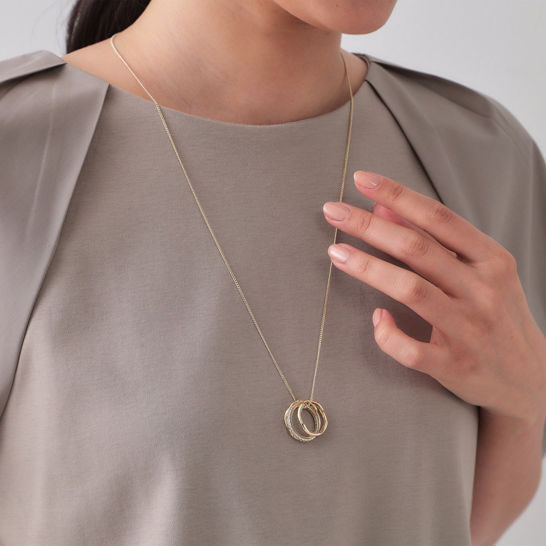 OPAQUE.CLIP「トリプルリングネックレス」|ネックレス|