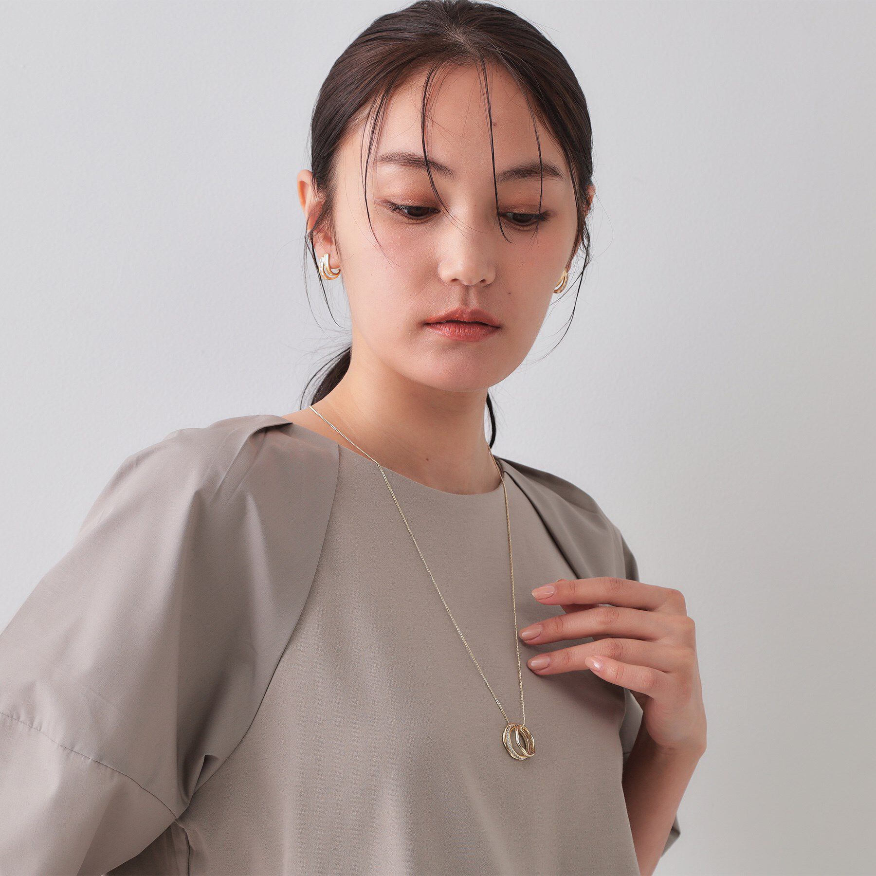 OPAQUE.CLIP「トリプルリングネックレス」|ネックレス|