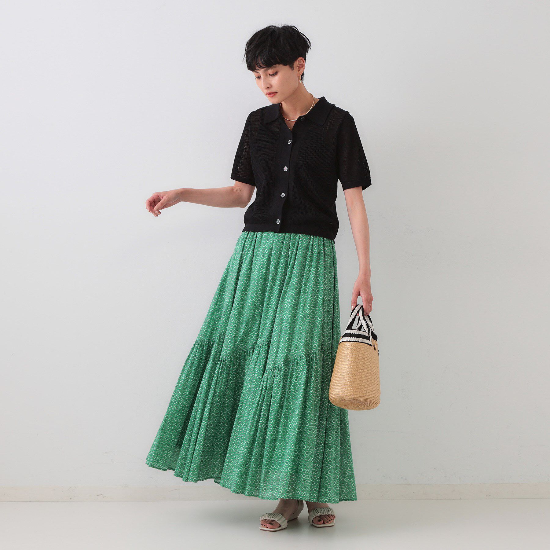 OPAQUE.CLIP「《CLASSY掲載》透かし編みポロニット【洗濯機洗い可】」|ニット・セーター|