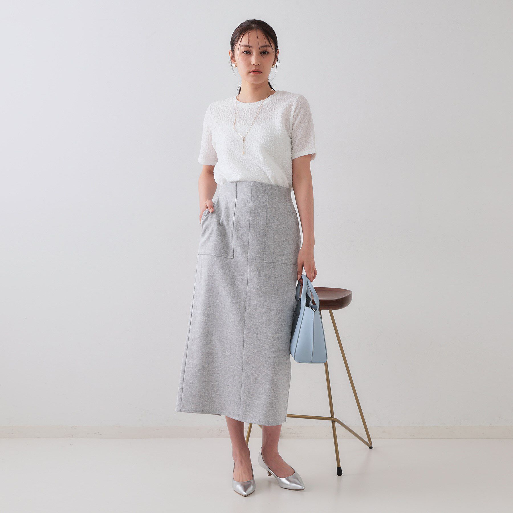 OPAQUE.CLIP「ふくれジャカードショートカットソー【洗濯機洗い可】」|Tシャツ・カットソー|