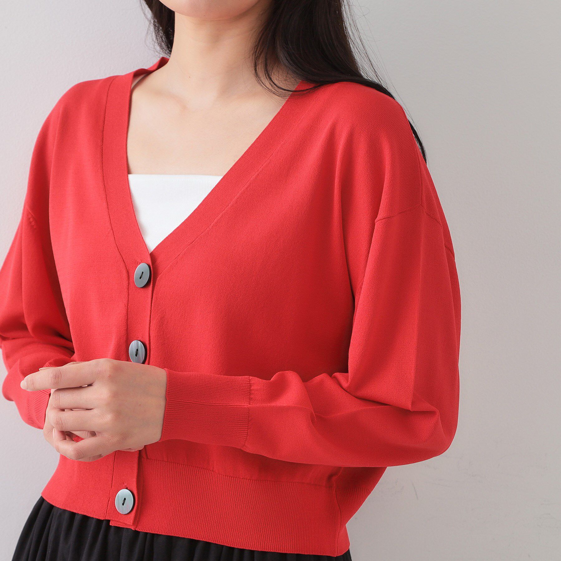 OPAQUE.CLIP「UV Vネックニットカーディガン【接触冷感/洗濯機洗い可/抗ピル】」|カーディガン|