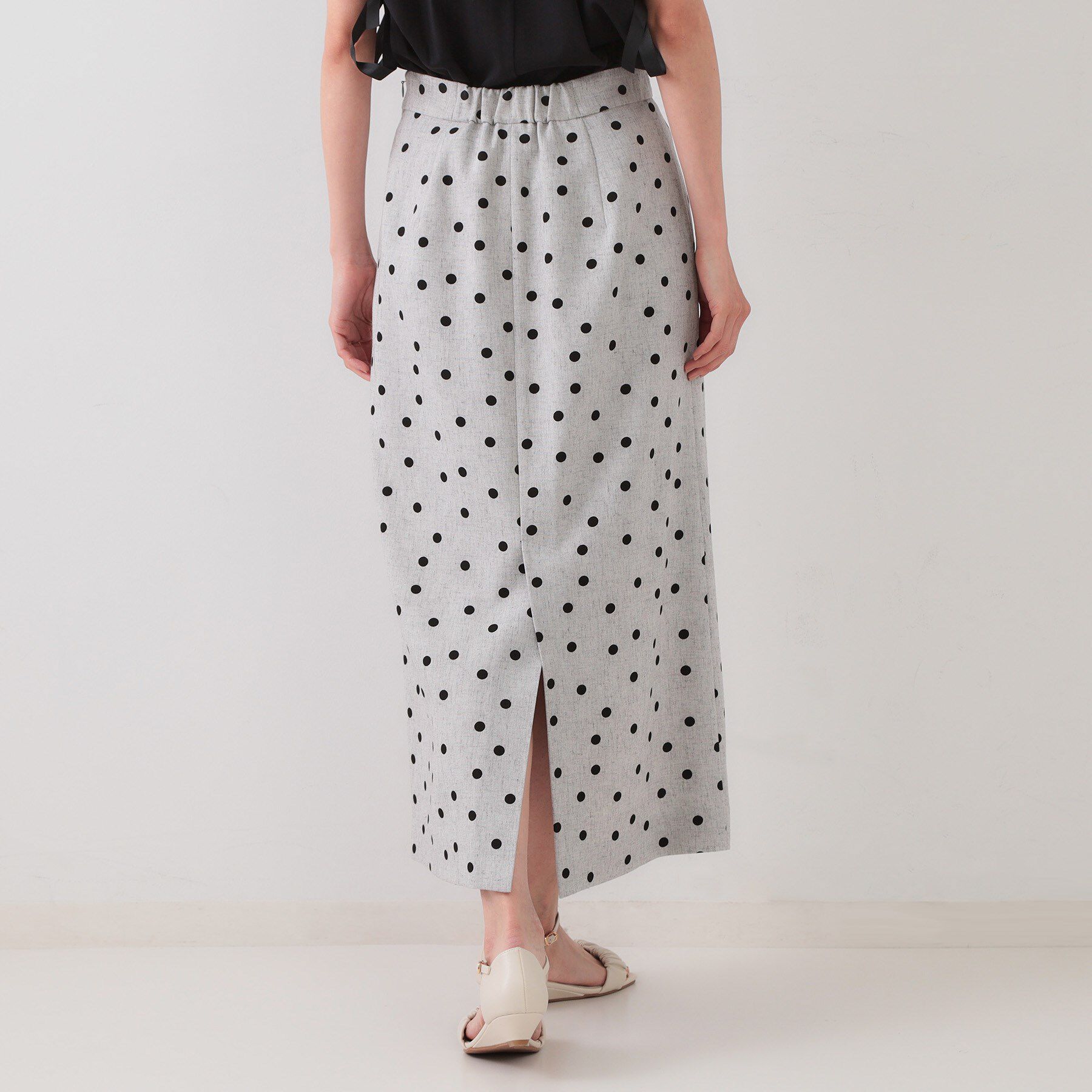 OPAQUE.CLIP「麻混ドットプリントナロースカート【洗濯機洗い可】」|スカート|