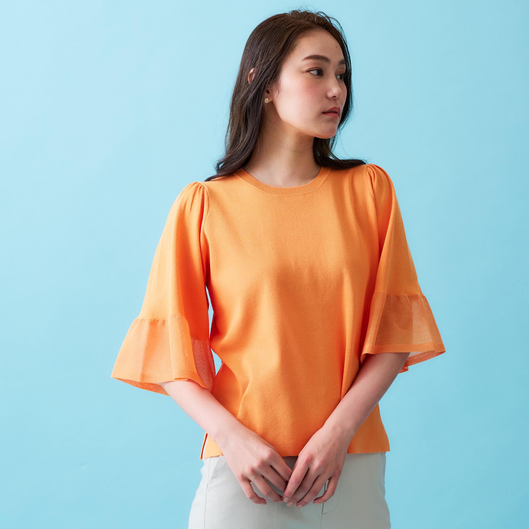 OPAQUE.CLIP「《5色展開》シアーフレアスリーブニット【洗濯機洗い可】」|ニット・セーター|