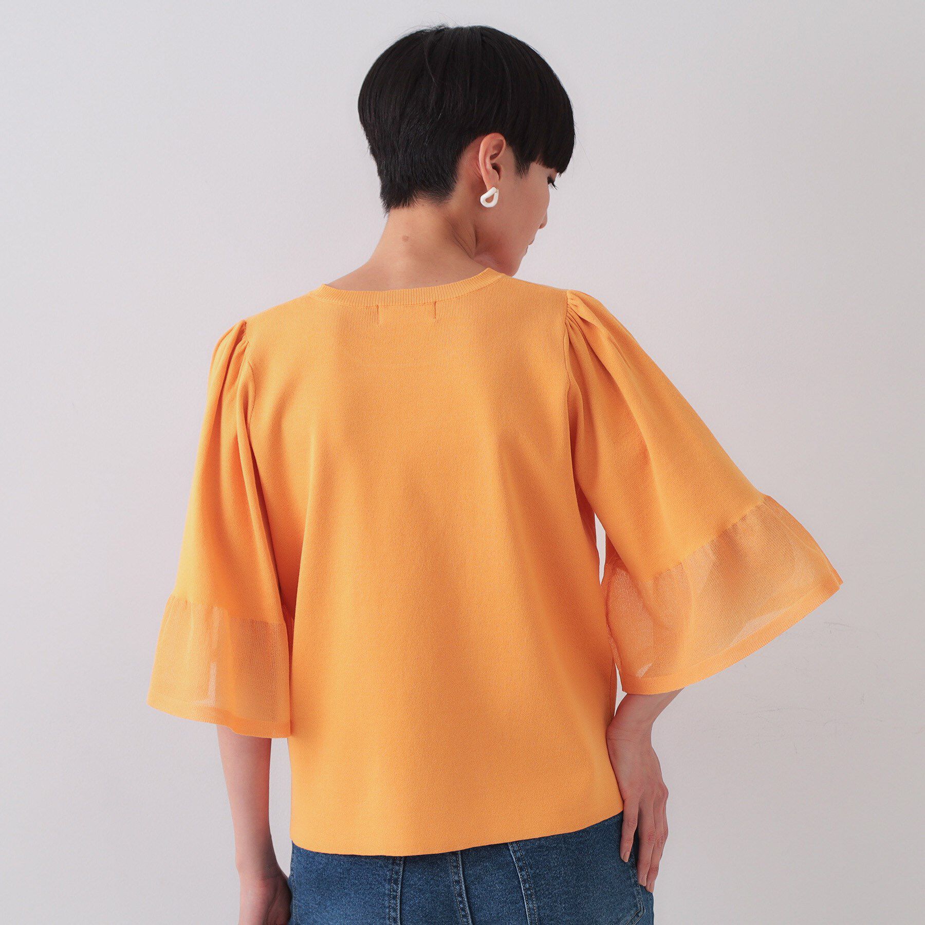 OPAQUE.CLIP「《5色展開》シアーフレアスリーブニット【洗濯機洗い可】」|ニット・セーター|