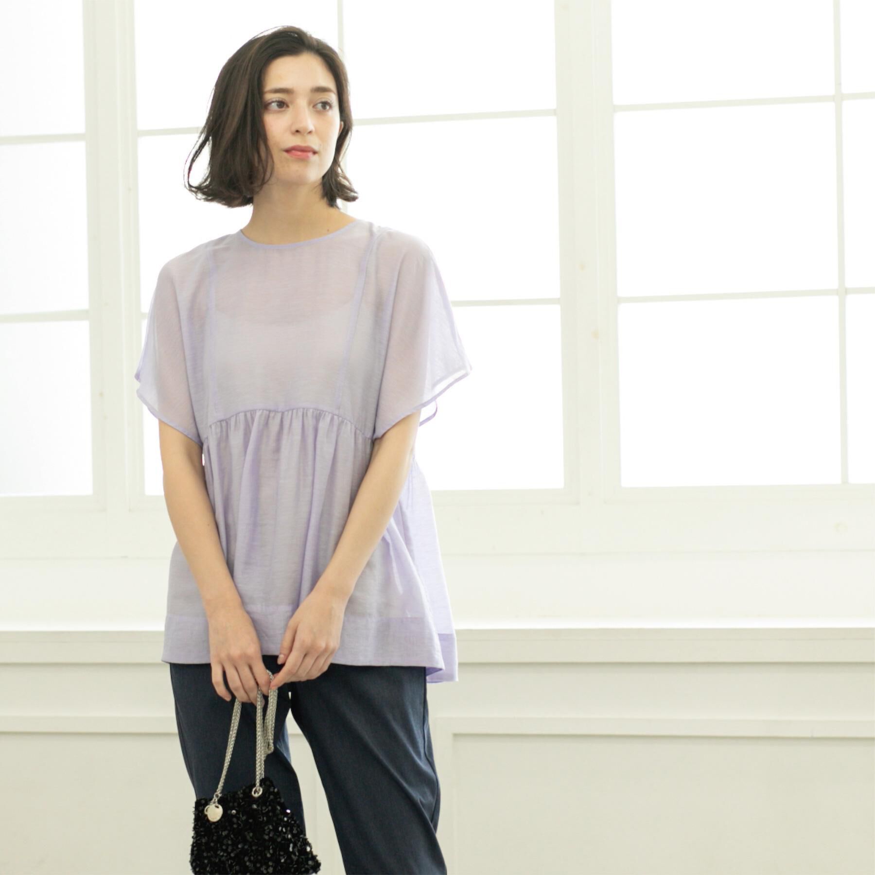 OPAQUE.CLIP「麻混シアーペプラムブラウス【洗濯機洗い可】」|シャツ・ブラウス|