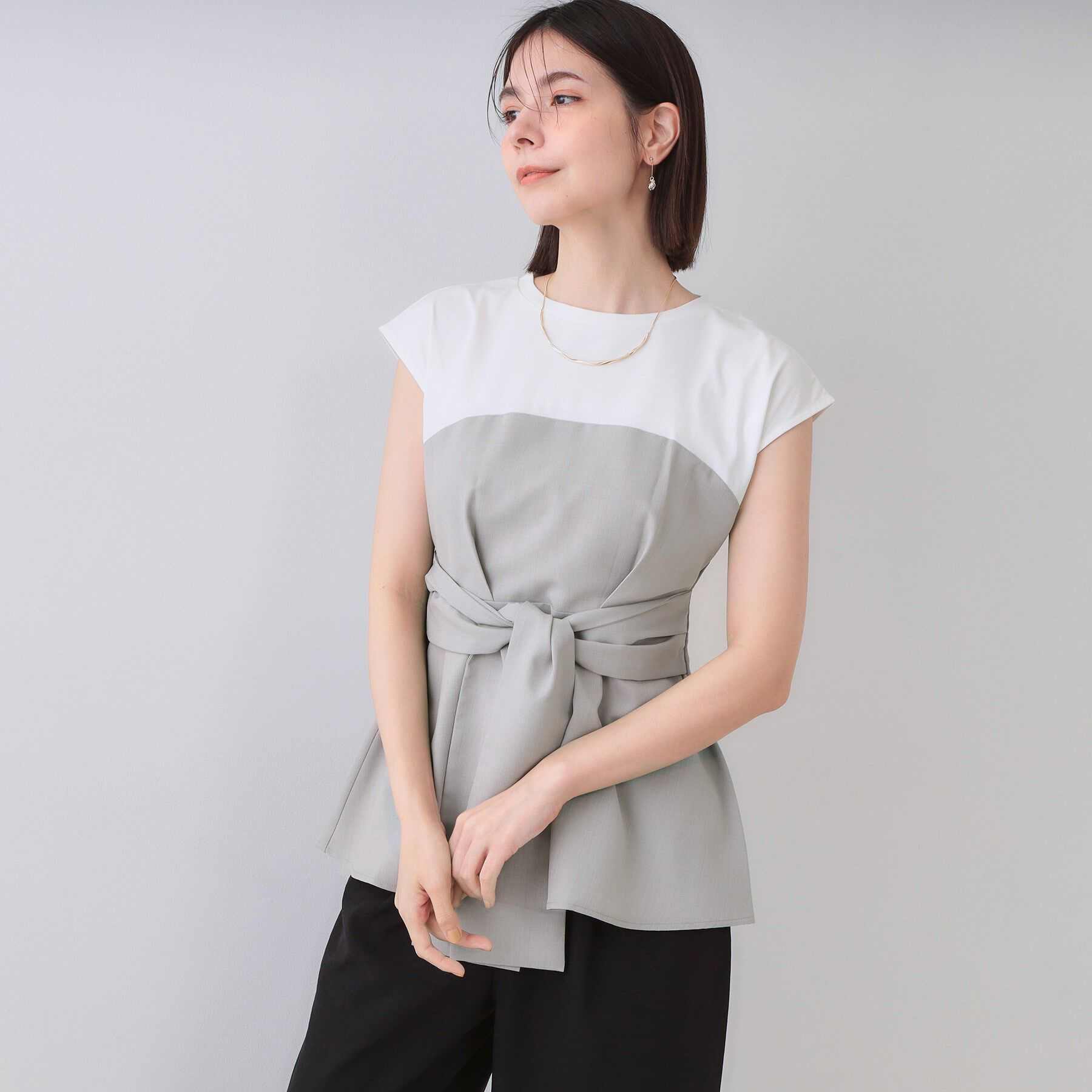 OPAQUE.CLIP「ビスチェドッキングカットソー【洗濯機洗い可】」|Tシャツ・カットソー|グレー(512)