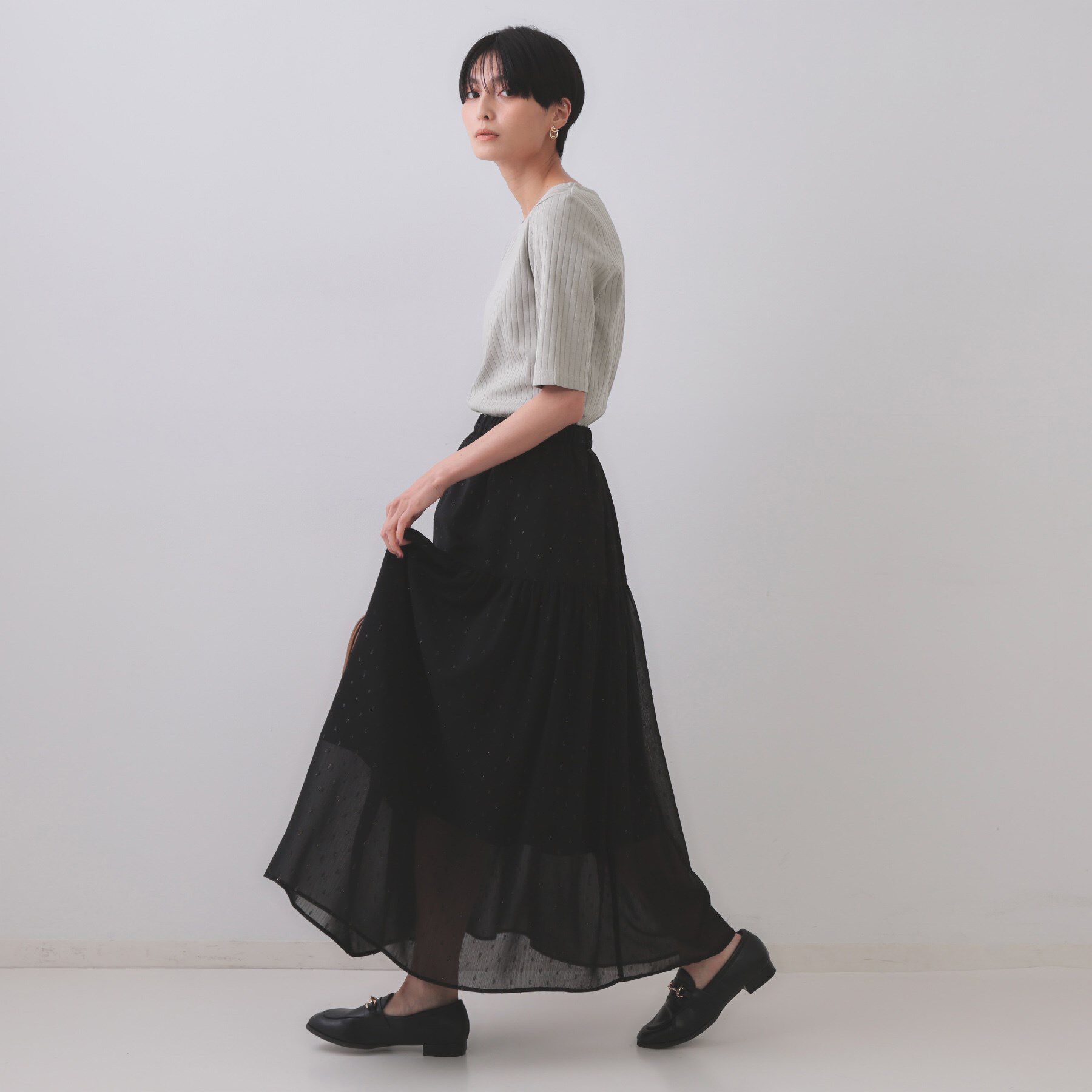 OPAQUE.CLIP「汗染み防止 ボートネックリブカットソー【洗濯機洗い可/抗ピル】」|Tシャツ・カットソー|