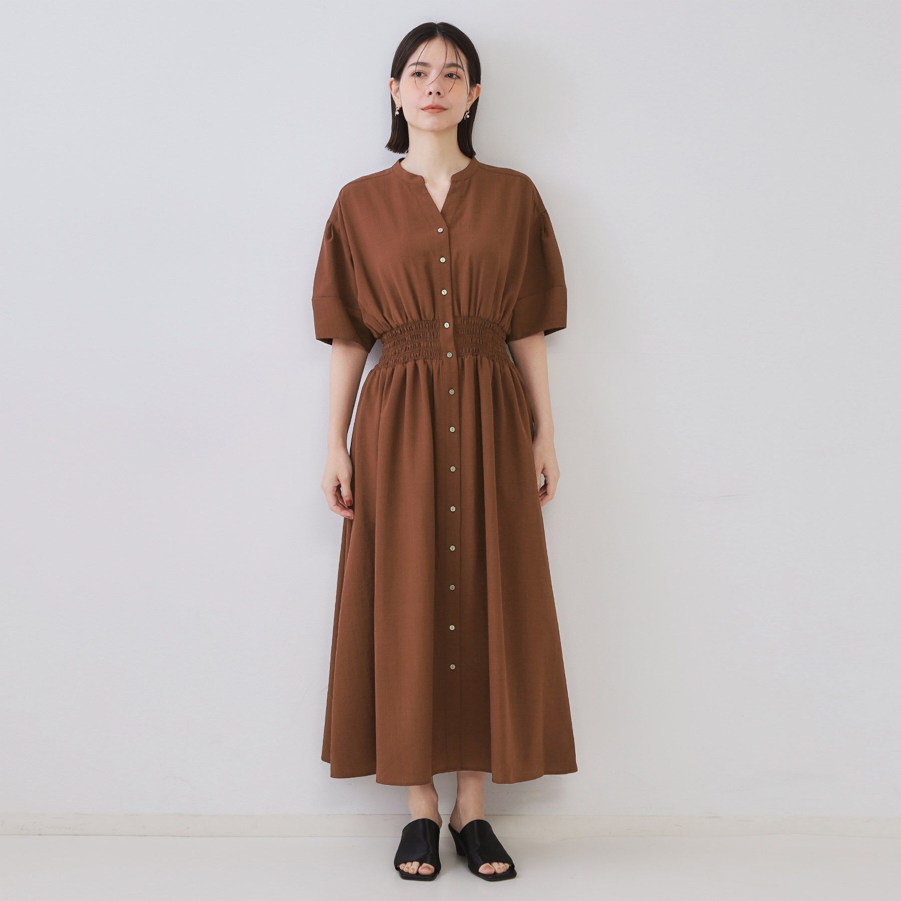 OPAQUE.CLIP「リネンライクスキッパーフィット＆フレアワンピース【洗濯機洗い可】」|ワンピース|