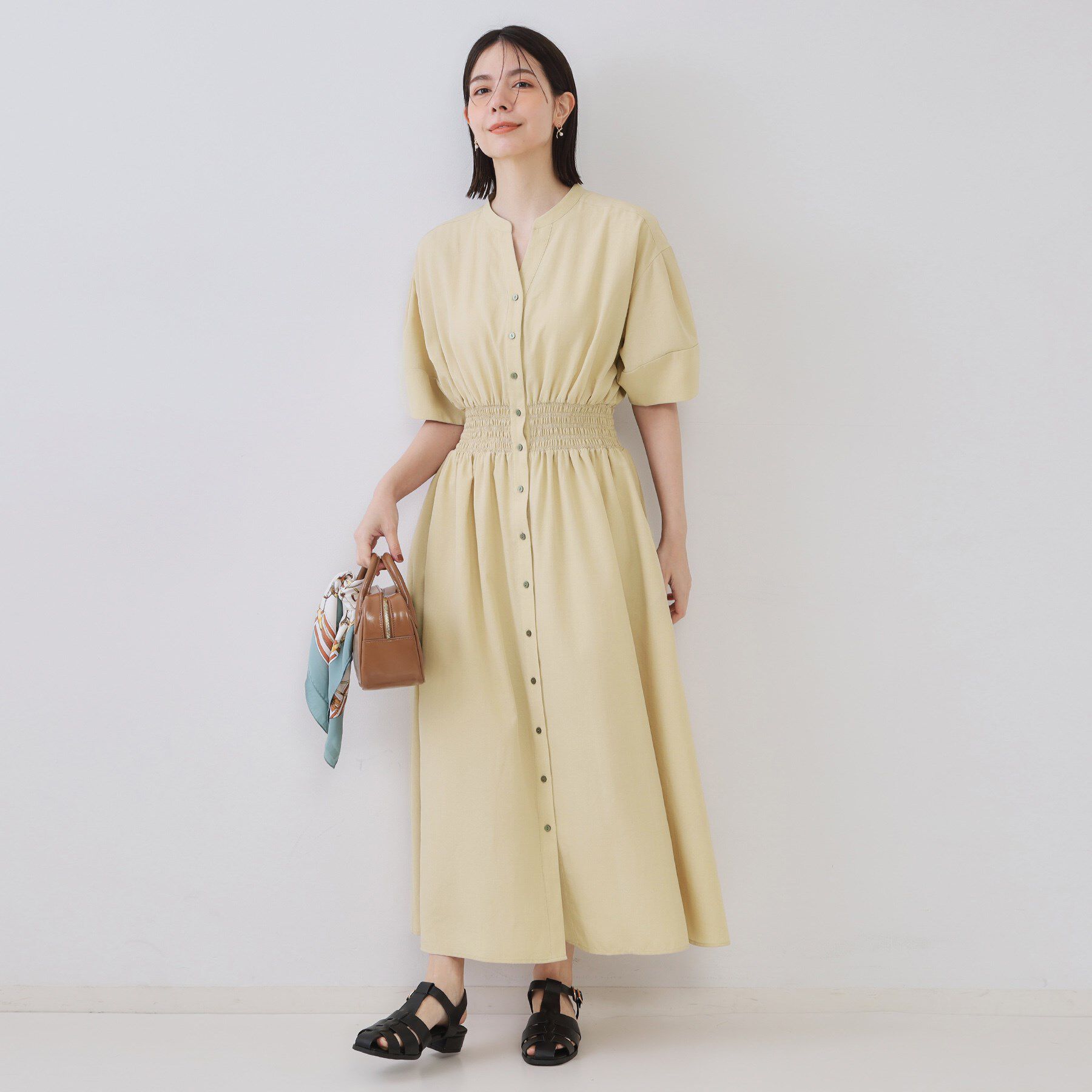 OPAQUE.CLIP「リネンライクスキッパーフィット＆フレアワンピース【洗濯機洗い可】」|ワンピース|