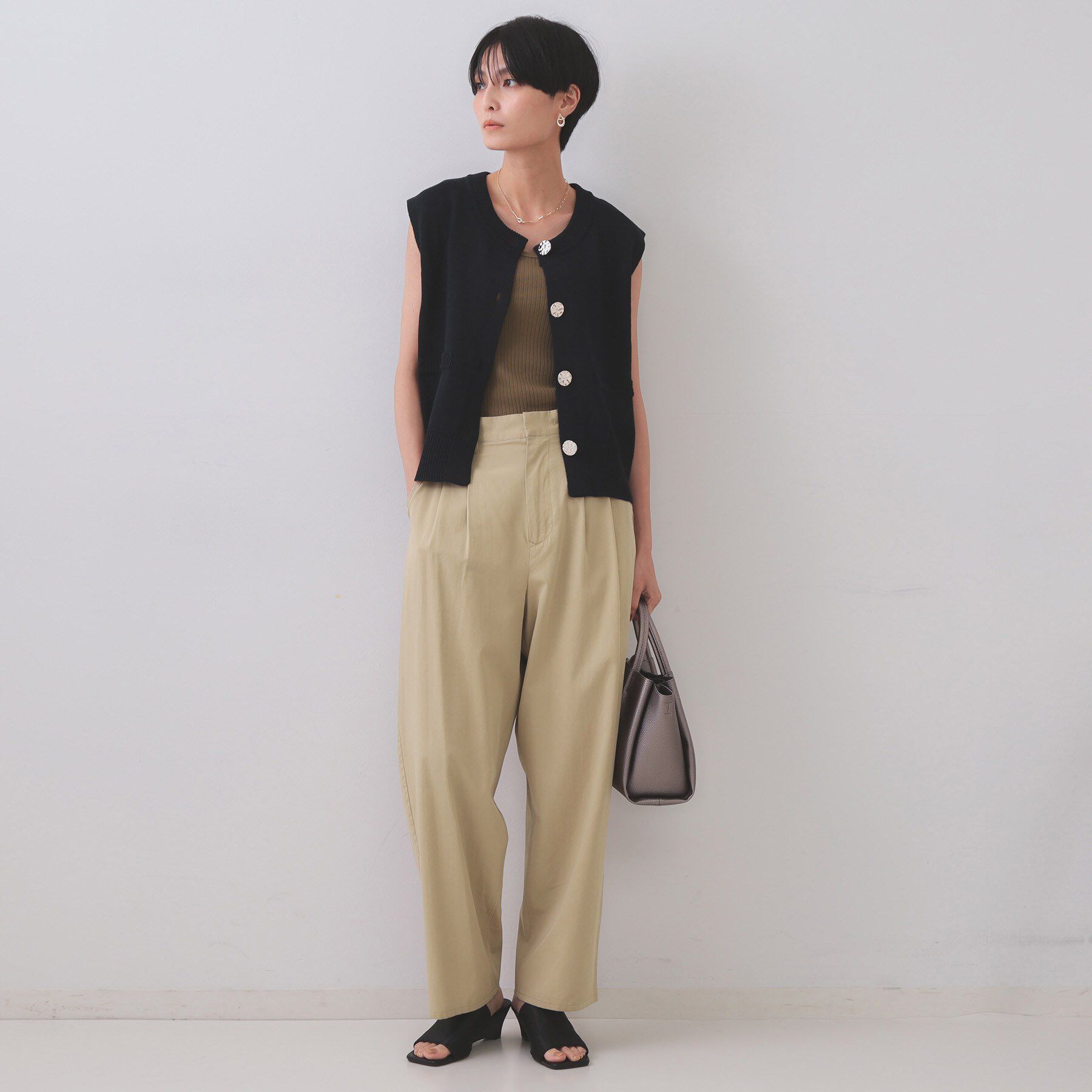 OPAQUE.CLIP「ベーシックテレコタンクトップ【洗濯機洗い可】」|キャミソール|