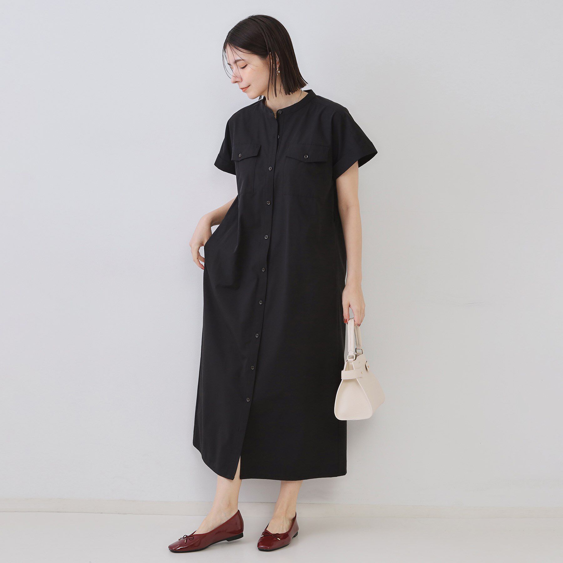 OPAQUE.CLIP「ダブルポケットシャツワンピース【洗濯機洗い可】」|ワンピース|