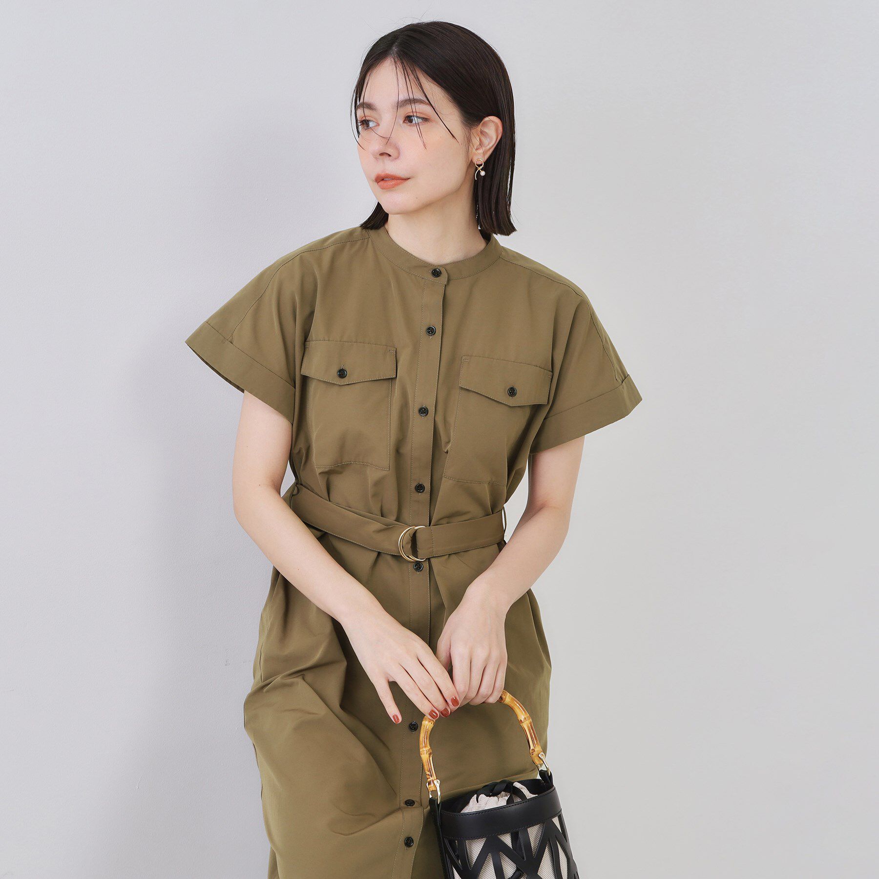 OPAQUE.CLIP「ダブルポケットシャツワンピース【洗濯機洗い可】」|ワンピース|