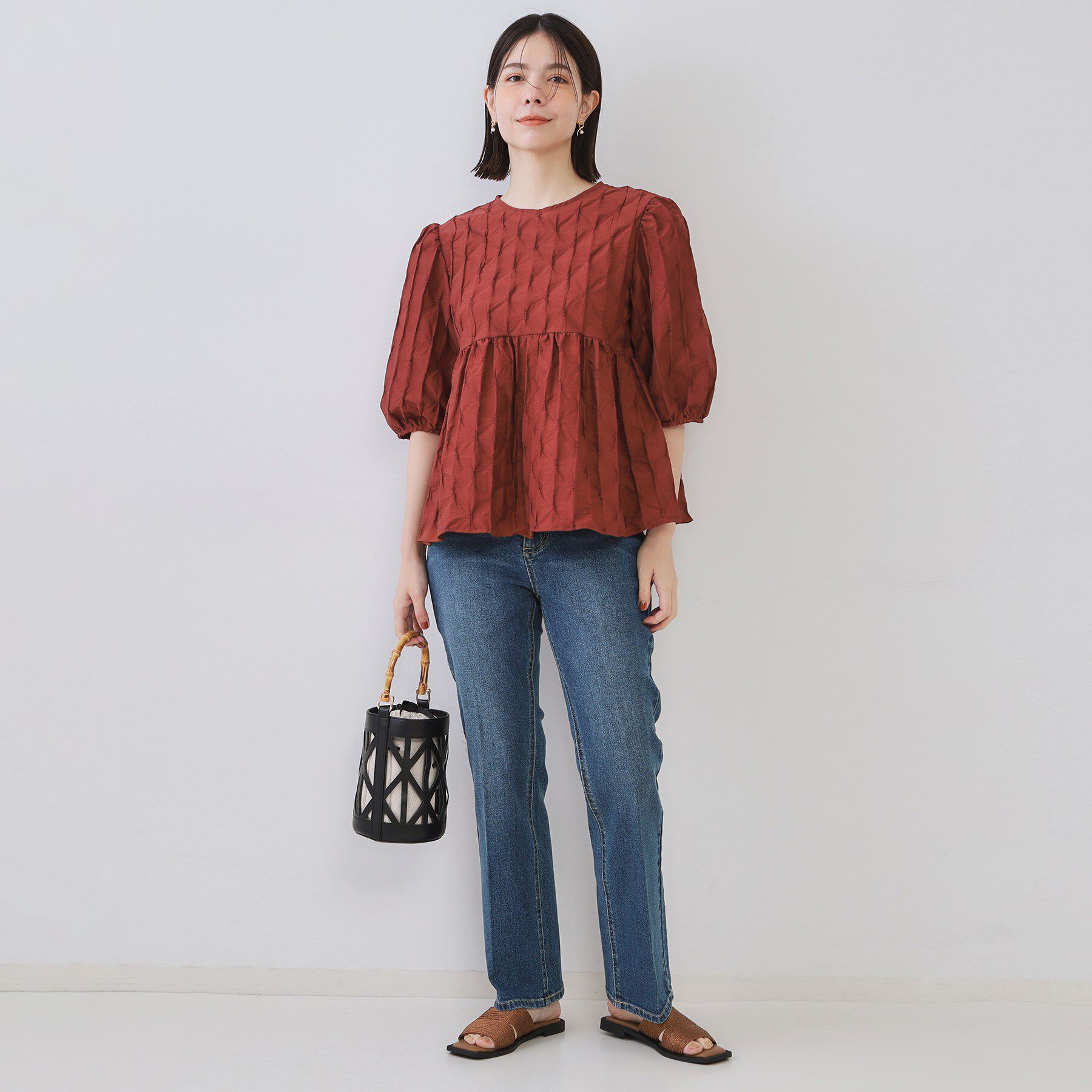 OPAQUE.CLIP「《SS-LLサイズ》ストレッチセミフレアデニム【洗濯機洗い可】」|デニム|