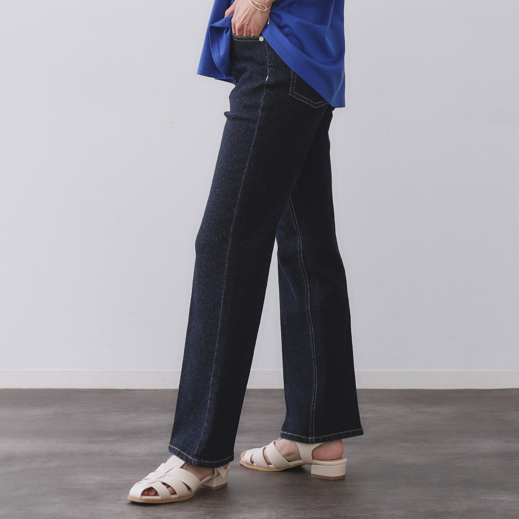 OPAQUE.CLIP「《SS-LLサイズ》ストレッチセミフレアデニム【洗濯機洗い可】」|デニム|