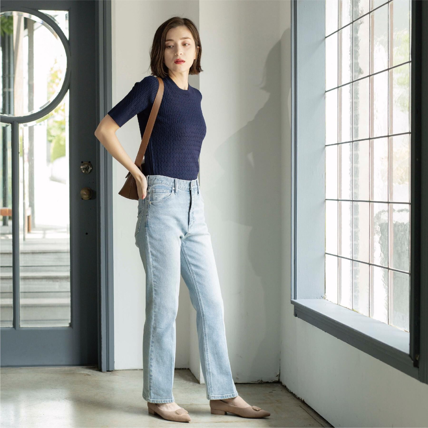 OPAQUE.CLIP「《SS-LLサイズ》ストレッチセミフレアデニム【洗濯機洗い可】」|デニム|