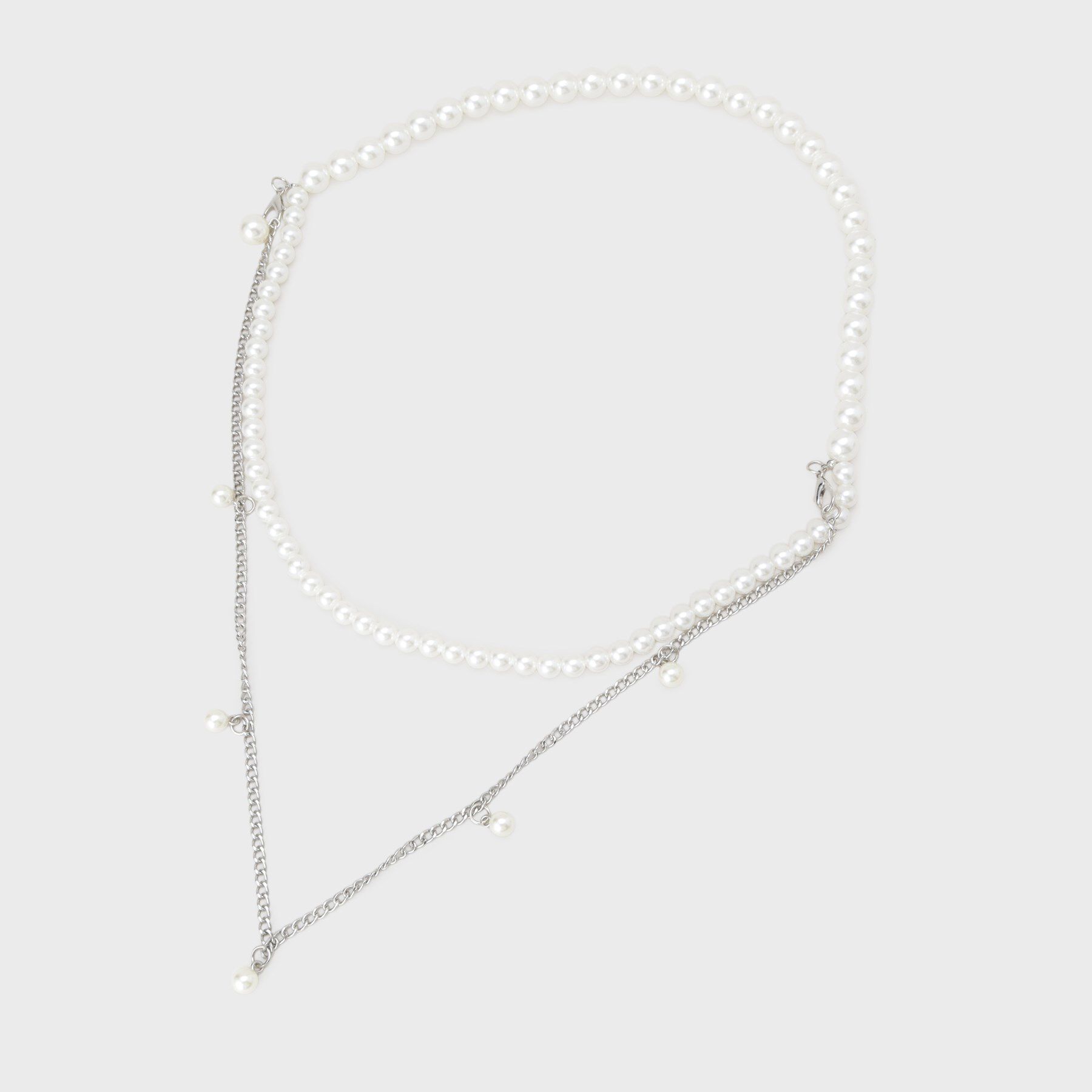 OPAQUE.CLIP「【マルチWAY】ネックレスにもなるパール調チェーンベルト」|ベルト|シルバー(006)