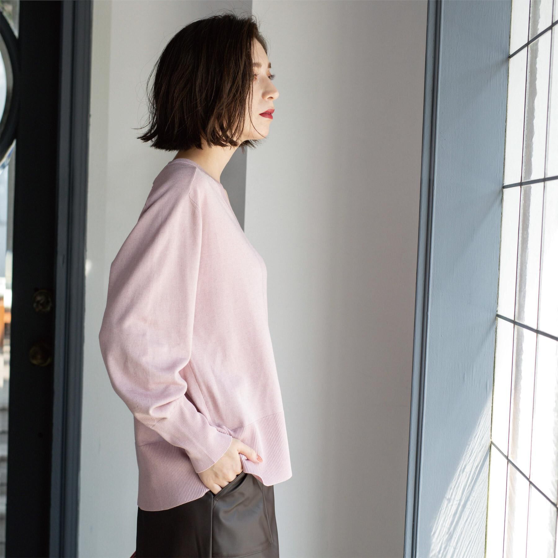 OPAQUE.CLIP「リラクシーVネックニット【洗濯機洗OK】《6col》」|ニット・セーター|