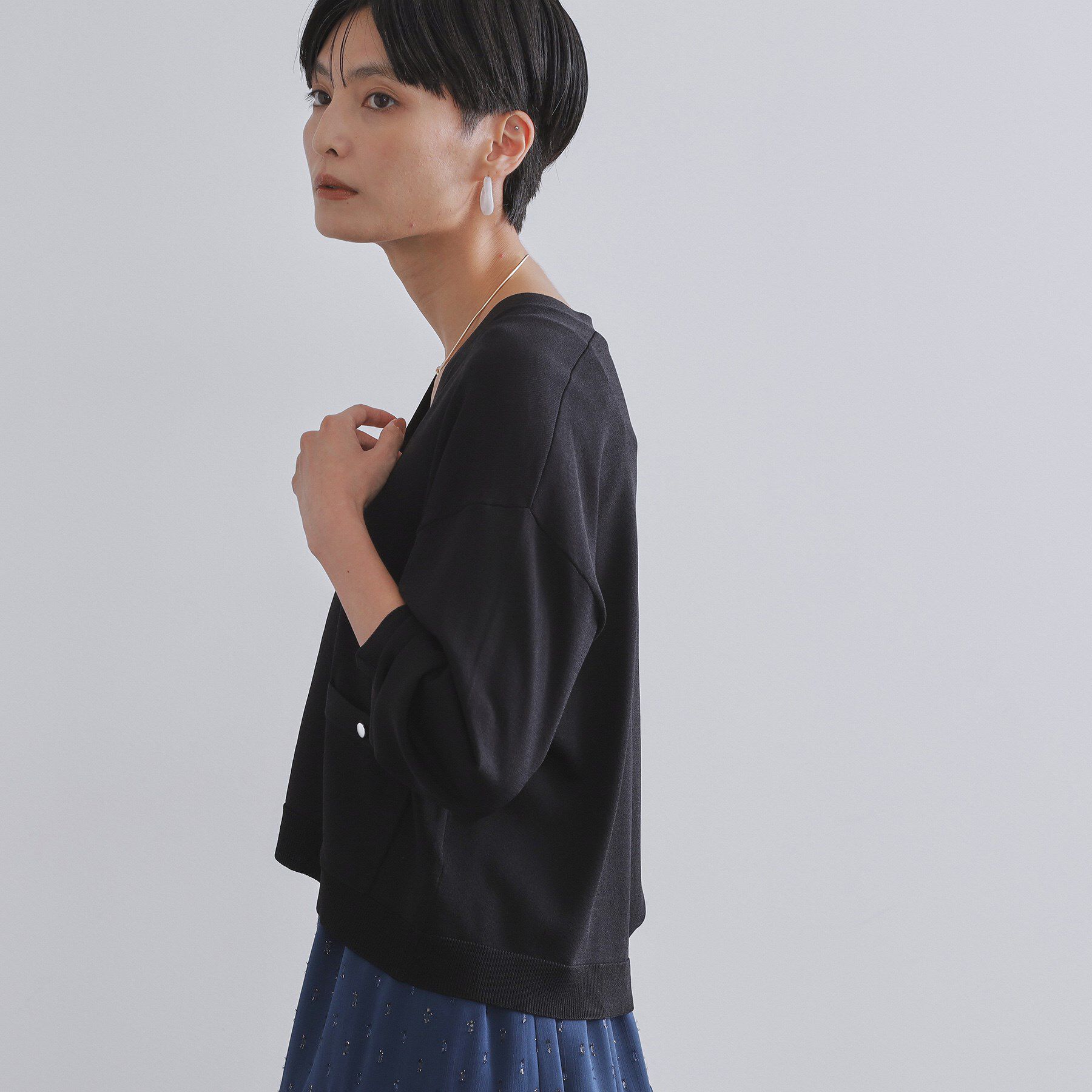 OPAQUE.CLIP「リラクシーVネックニットカーディガン【UVケア/接触冷感/洗濯機洗い可/抗ピル】」|カーディガン|