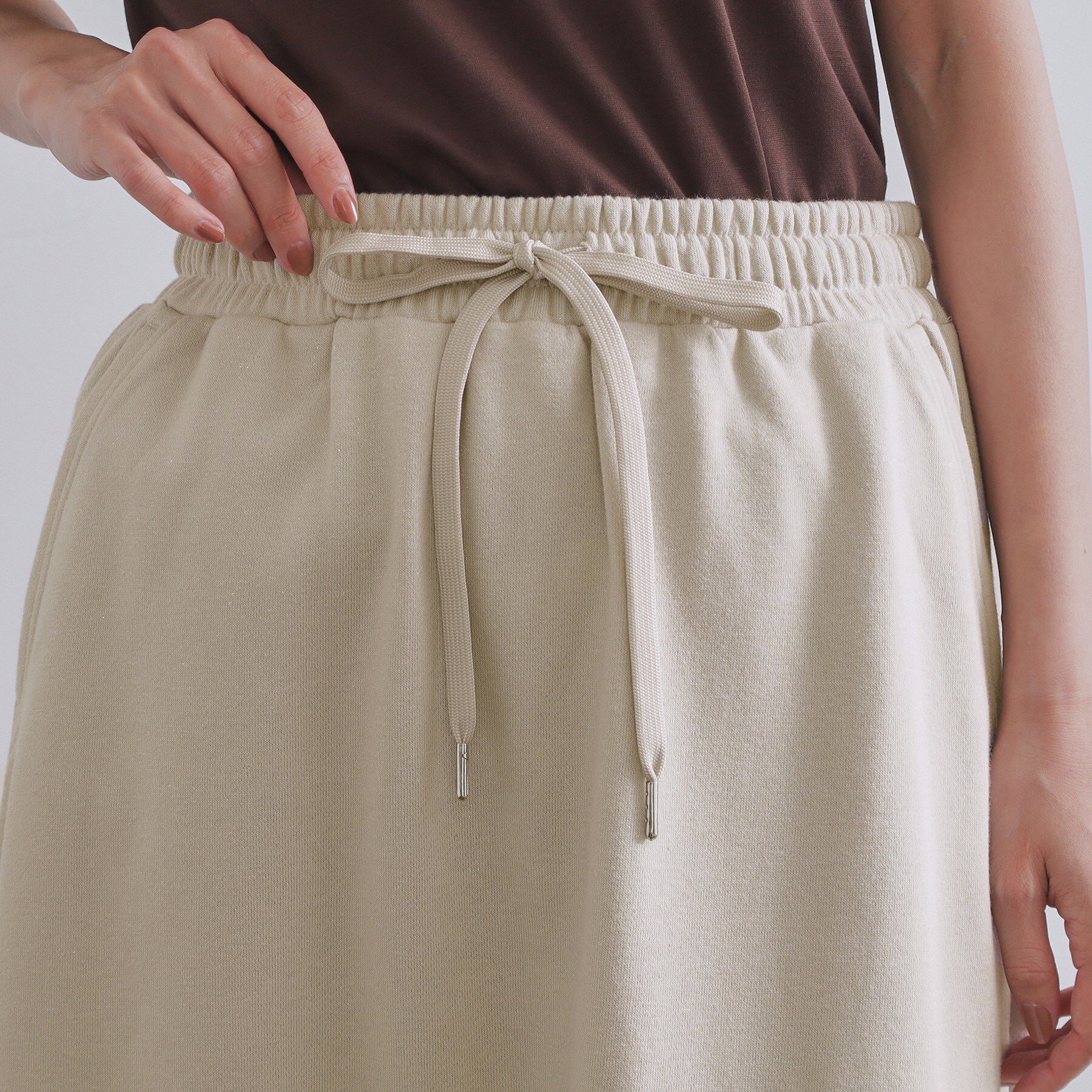 OPAQUE.CLIP「ラメスウェットイージーロングスカート【洗濯機洗い可】」|スカート|