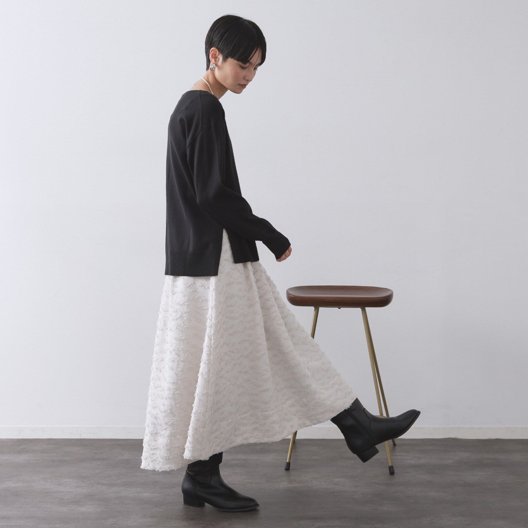 OPAQUE.CLIP「ボートネックニット/エクストラファインメリノウール【THEシリーズ/洗濯機OK】」|ニット・セーター|